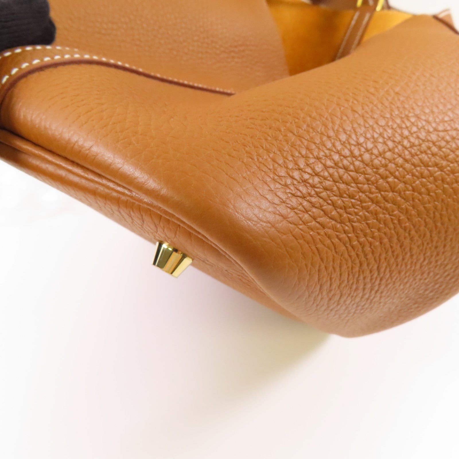 HERMES Clemence皮革Picotin MM金扣手挽袋Gold