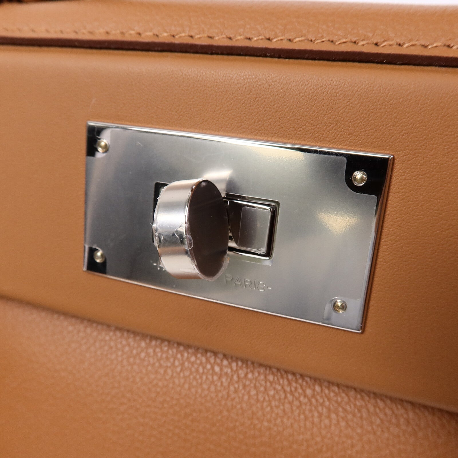 HERMES Evercolor/Swift皮革24/24 Mini手挽肩背兩用袋Gold/Jaune Milton