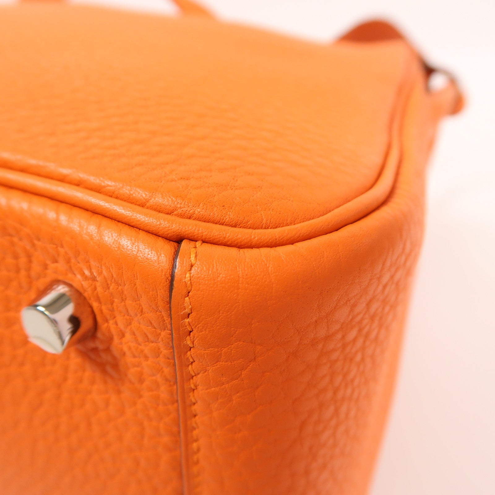 HERMES Clemence皮革Lindy 30銀扣手挽肩背兩用袋Orange