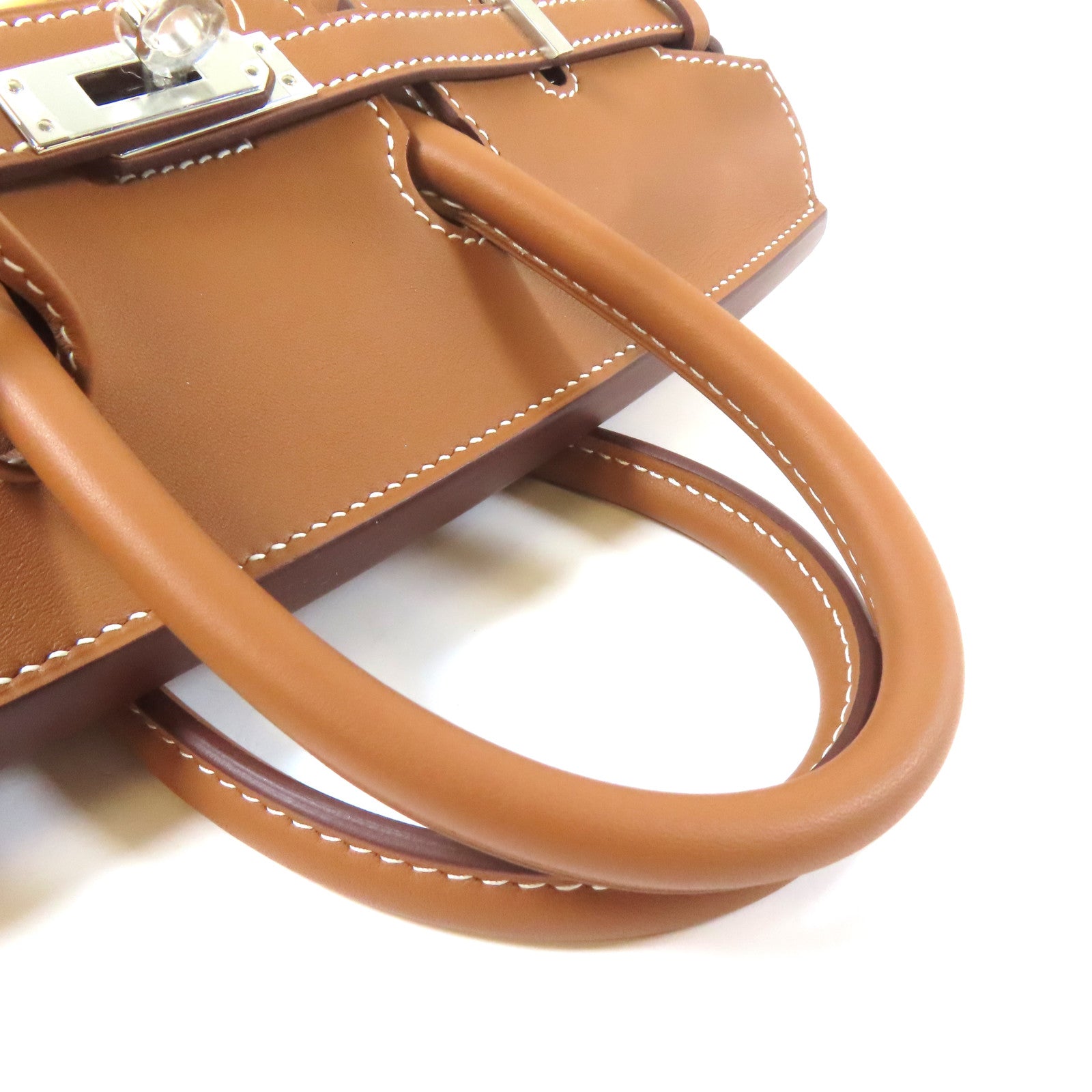 HERMES Swift皮革/柳條Birkin 25 Picnic銀扣手挽袋Gold/Naturel/啡色
