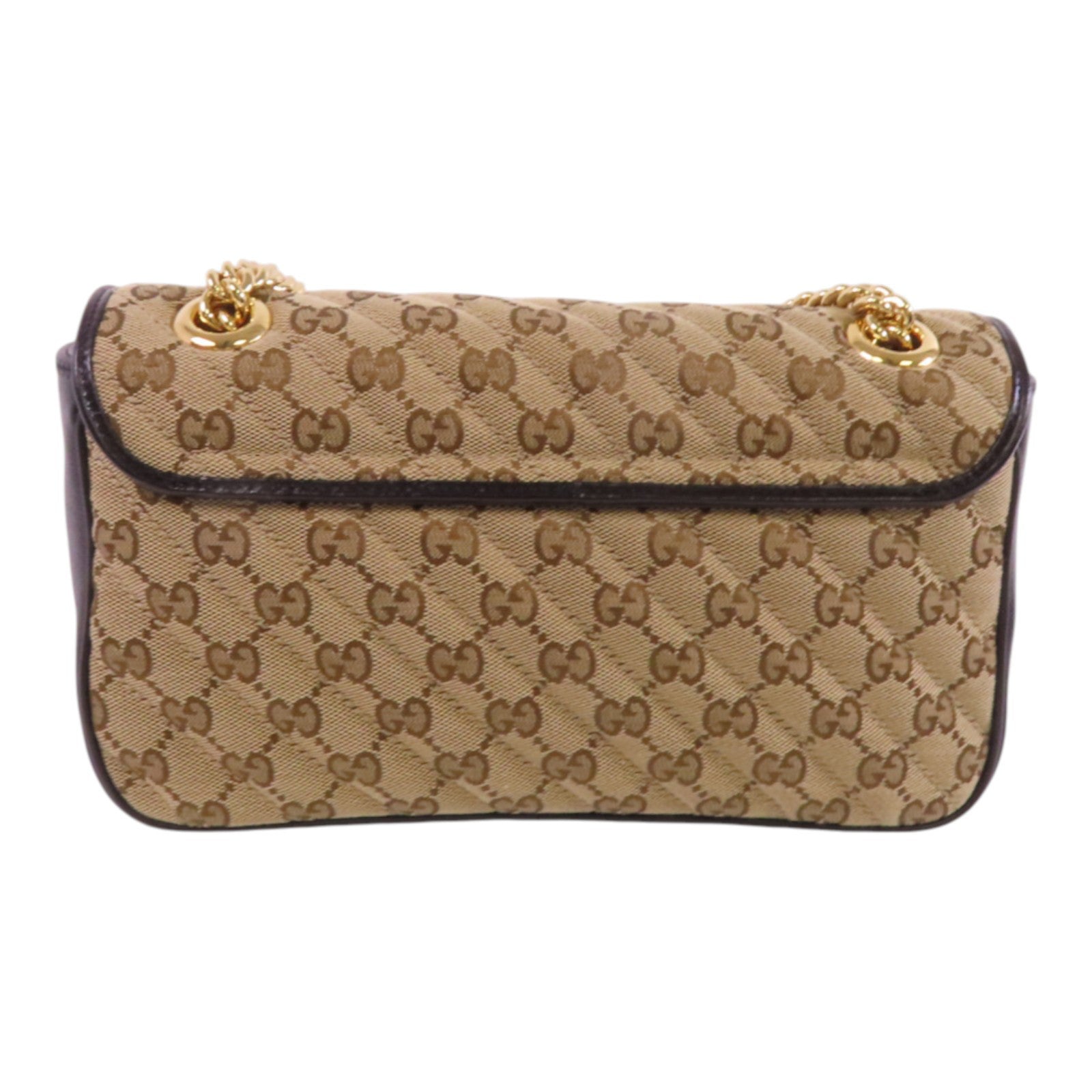 GUCCI GG帆布GG Marmont Quilted Small Shoulder金扣鏈帶肩背袋