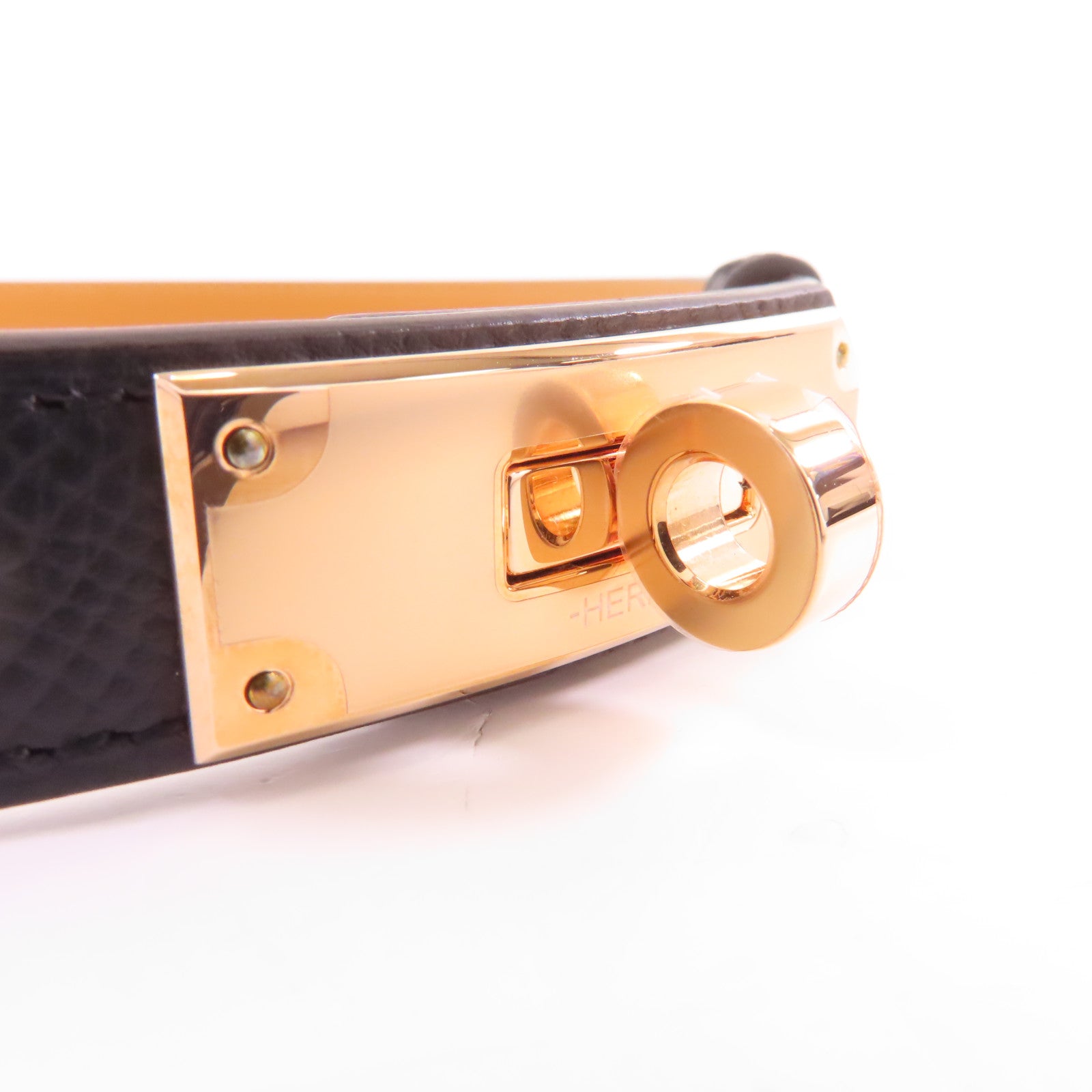HERMES Epsom皮革Kelly Belt皮帶Noir/黑色