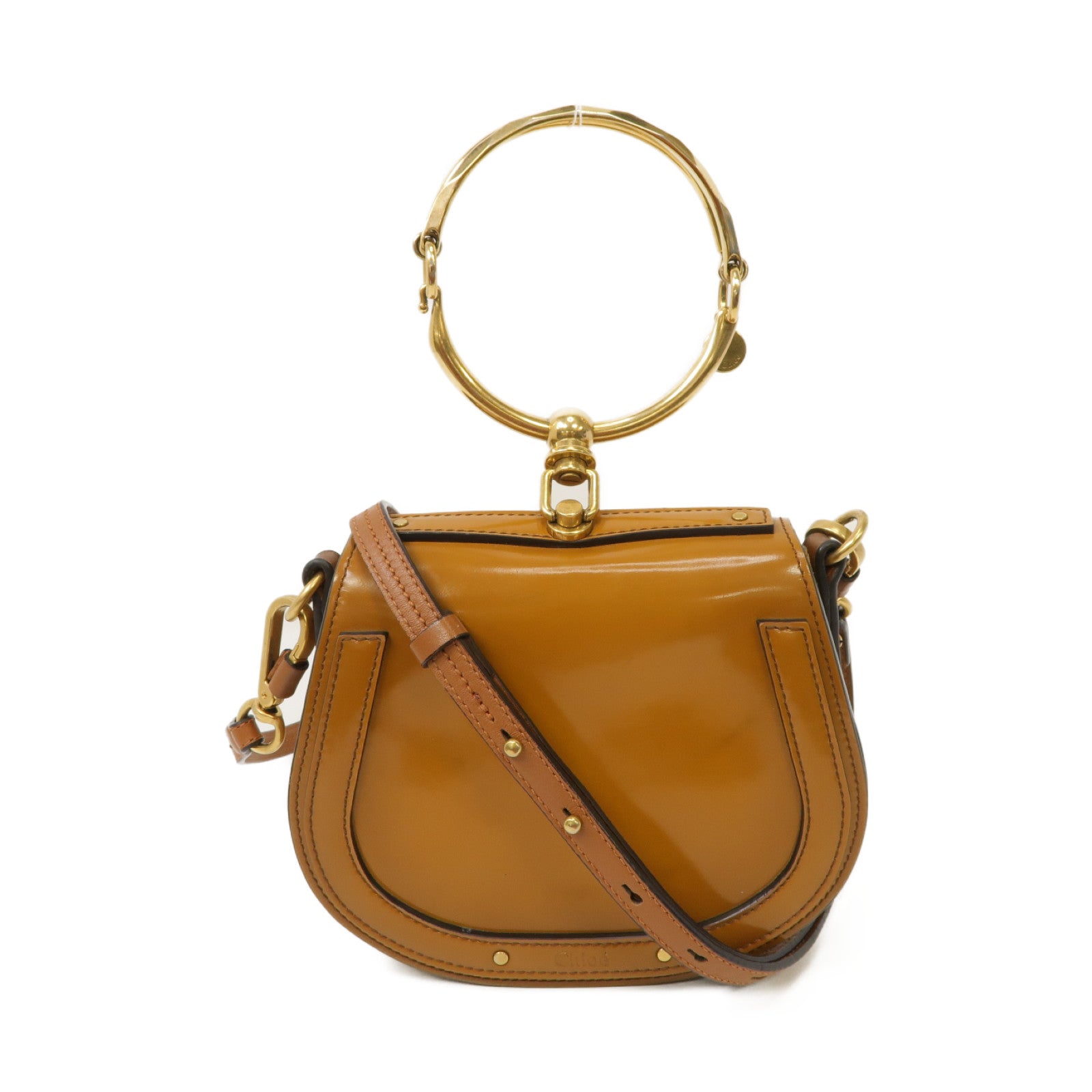Chloe 【清倉大減價】牛皮皮革Bracelet Nile 2Way Shoulder Bag金扣手挽肩背兩用袋啡色