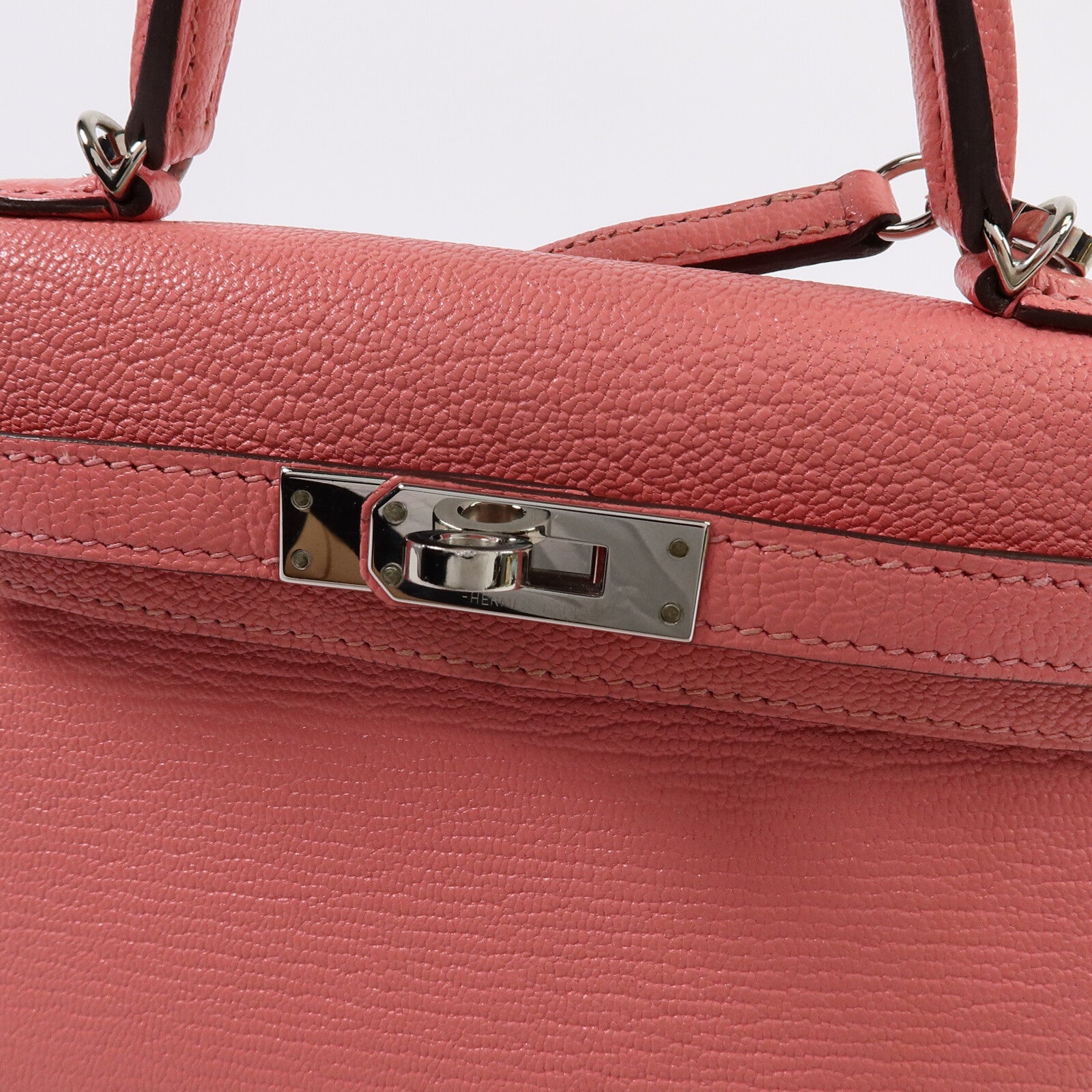 HERMES Chevre皮革Mini Kelly II手挽肩背兩用袋Rose Azalee
