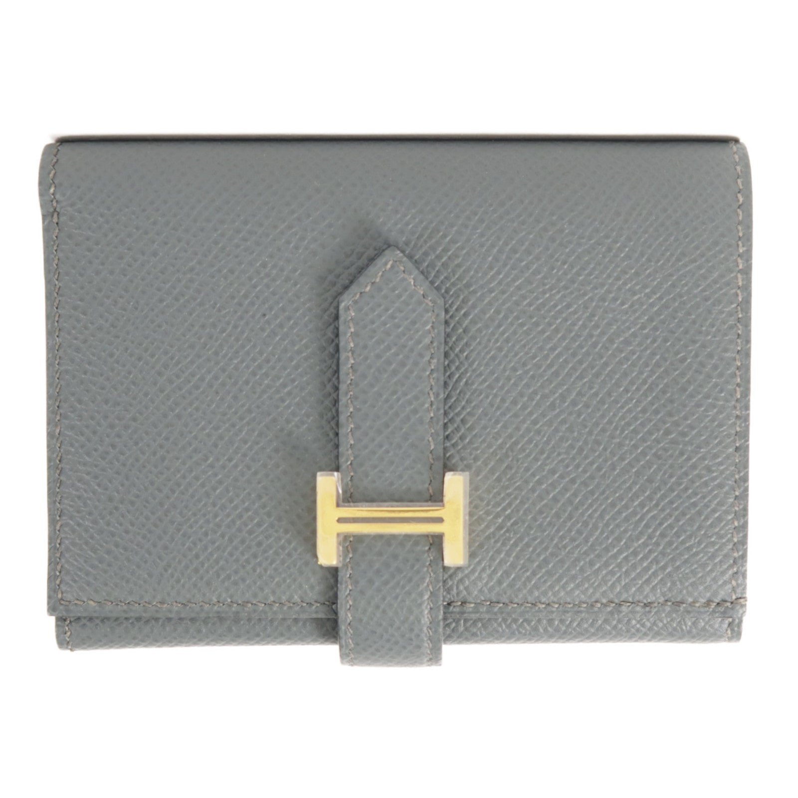 HERMES Epsom皮革Bearn Compact金扣錢包