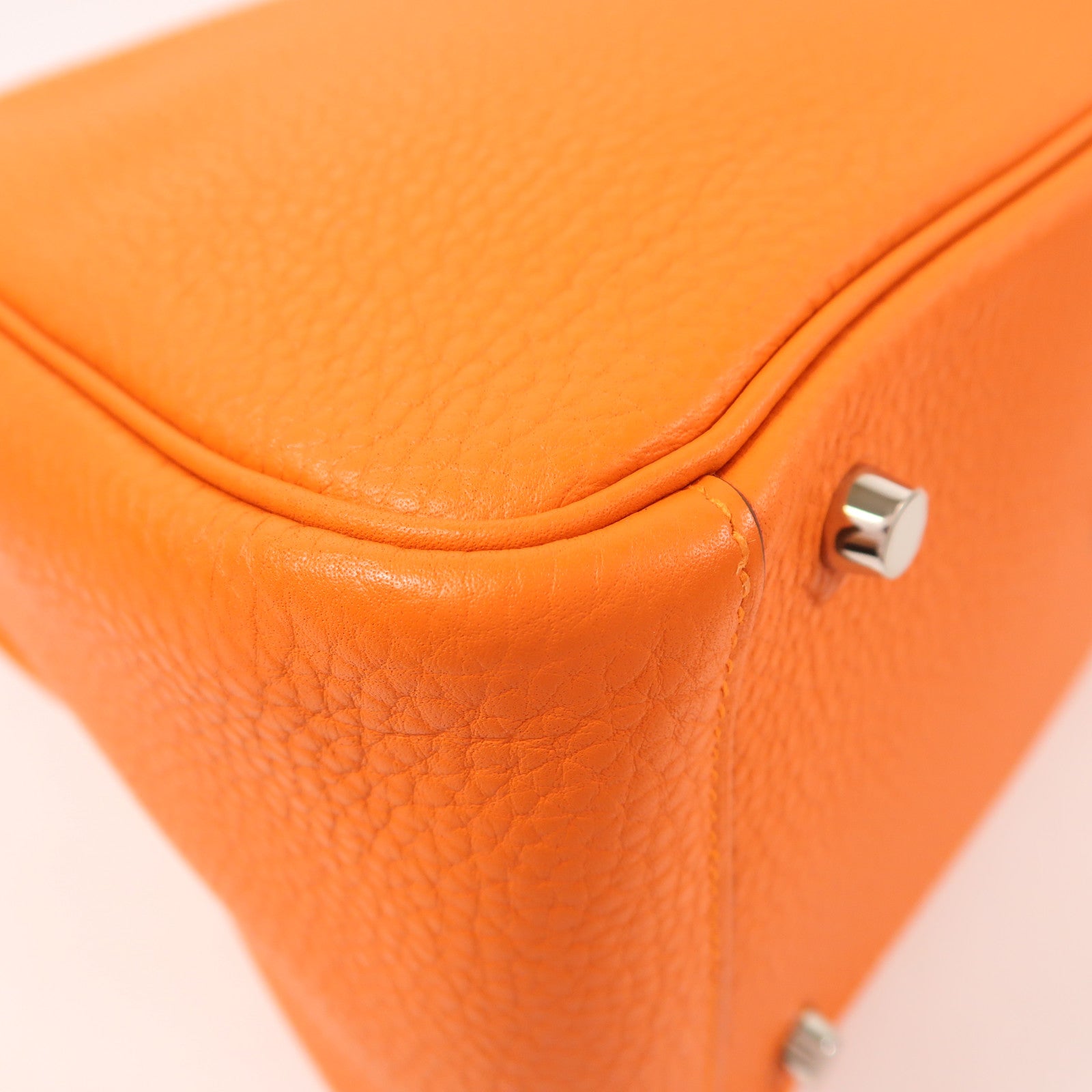 HERMES Clemence皮革Lindy 30銀扣手挽肩背兩用袋Orange