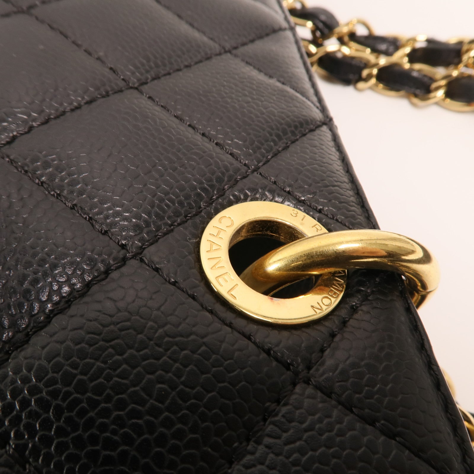CHANEL 牛皮皮革GST Grand Shopping Tote Bag金扣鏈帶肩背袋