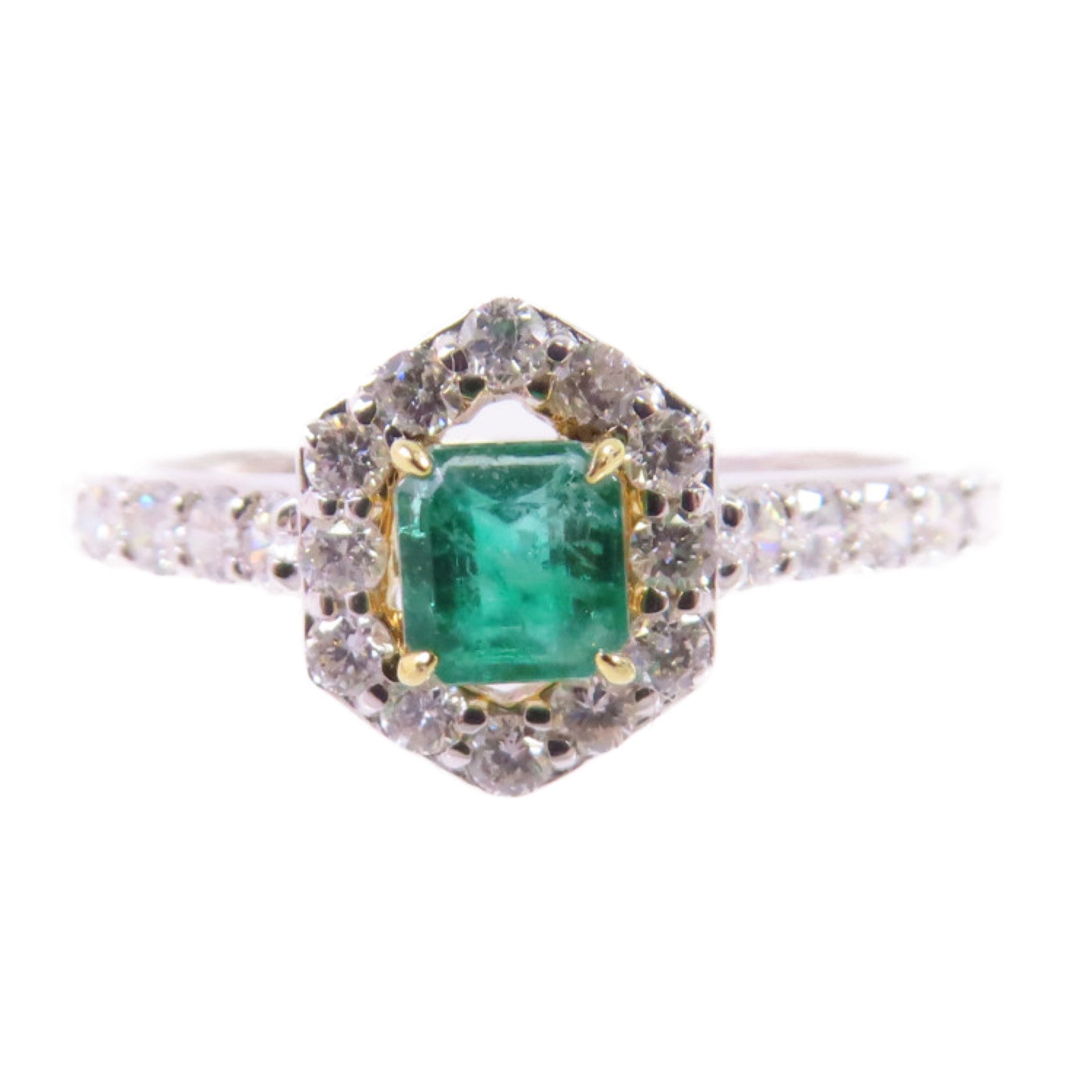 JEWELRY 【激減優惠】18K白金Emerald Ring 0.28ct綠寶石/0.48鑽石戒指US#6.75