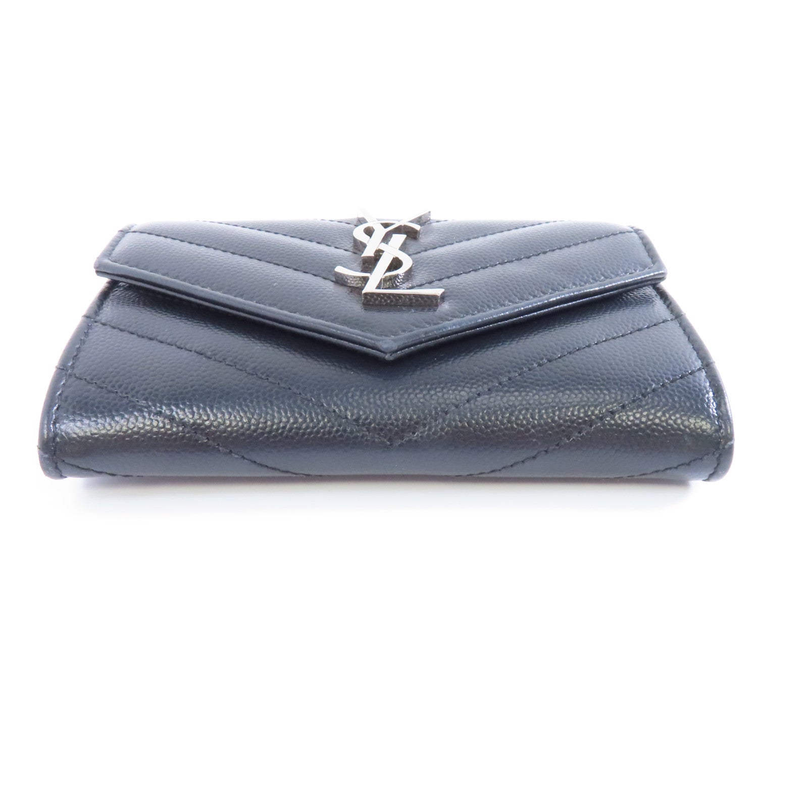 SAINT LAURENT 牛皮皮革Card Case銀扣卡片套黑色
