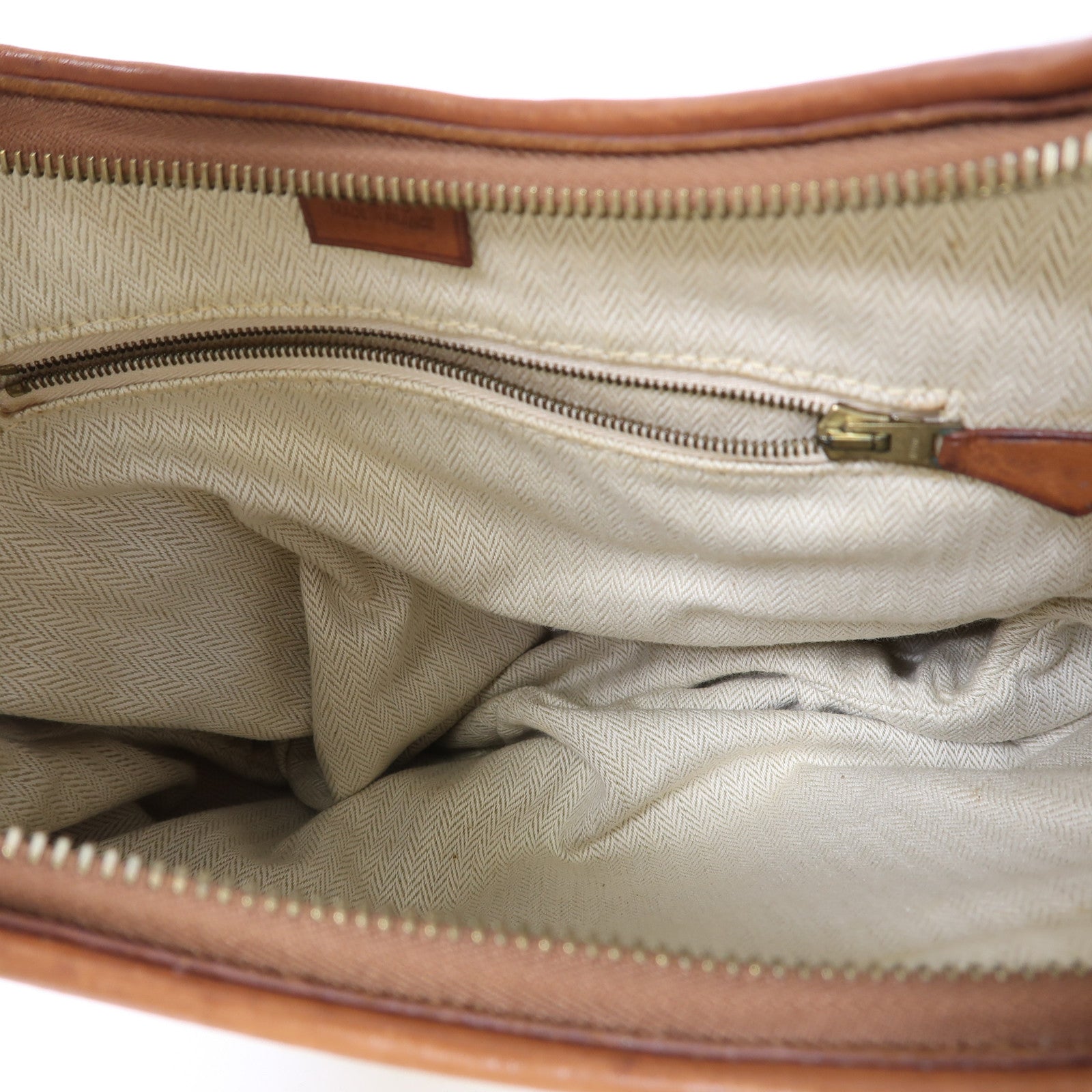 HERMES 【激減優惠】帆布/皮革Toile Natural Barenia Gao金扣肩背袋米色/啡色