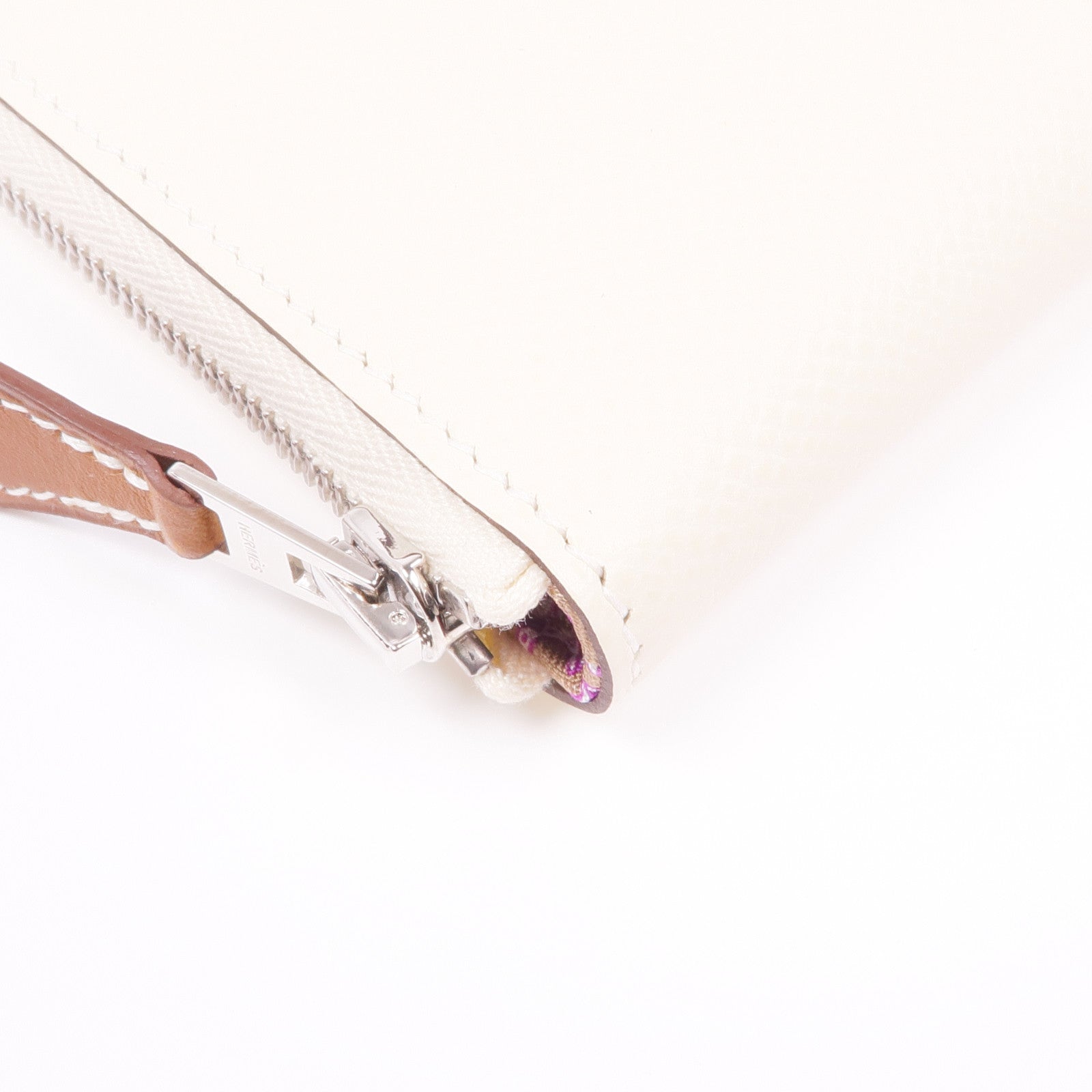 HERMES Epsom皮革Silk In Compact Short Wallet銀扣錢包Nata