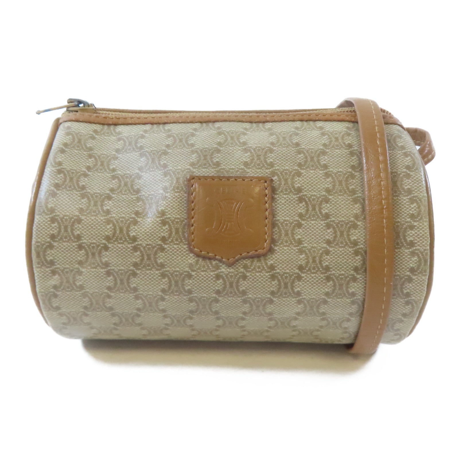 CELINE (PRICE DOWN) GHW Shoulder Crossbody Bag PVC Coated Canvas Brown