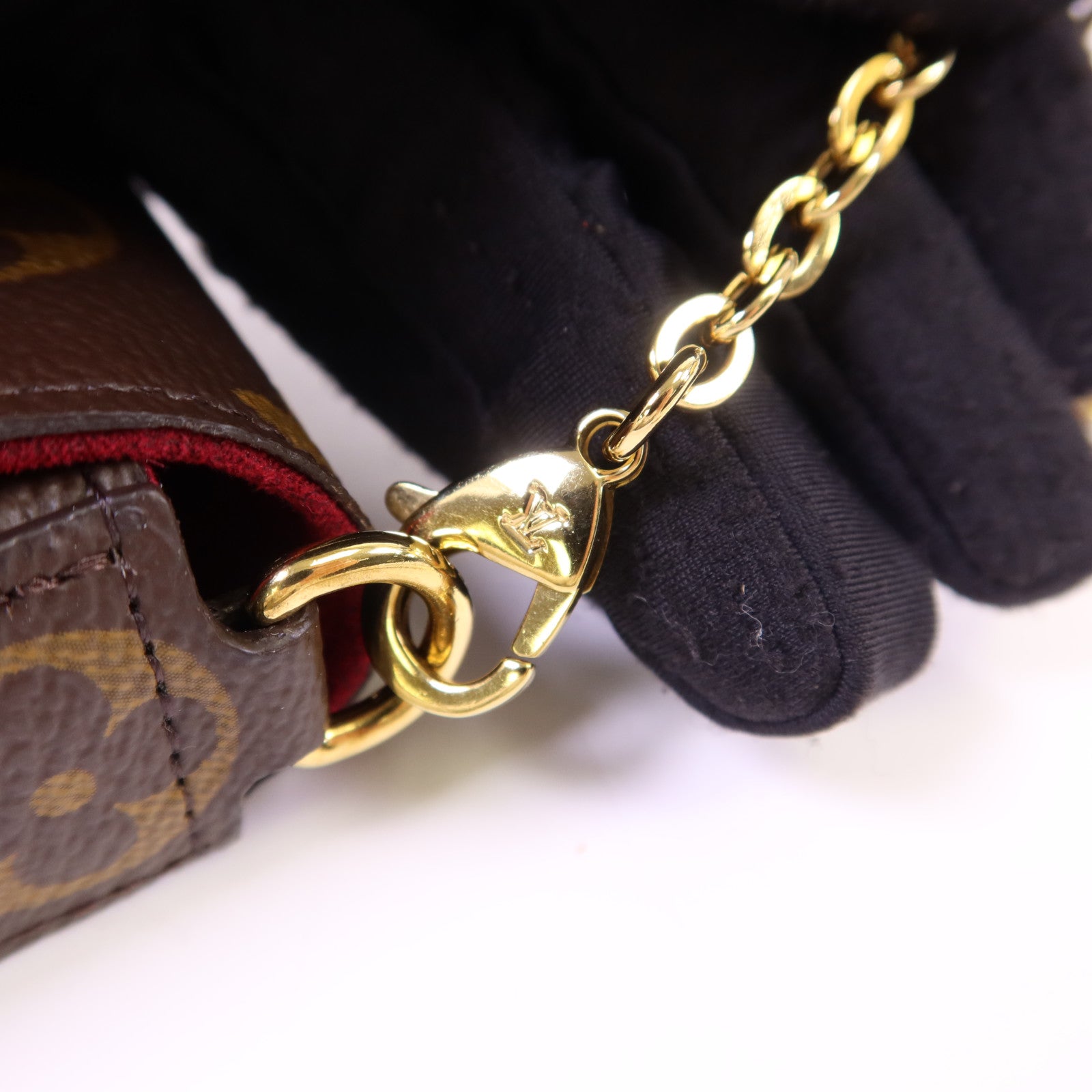 LOUIS VUITTON Monogram Felicie Pochette金扣鏈帶肩背袋