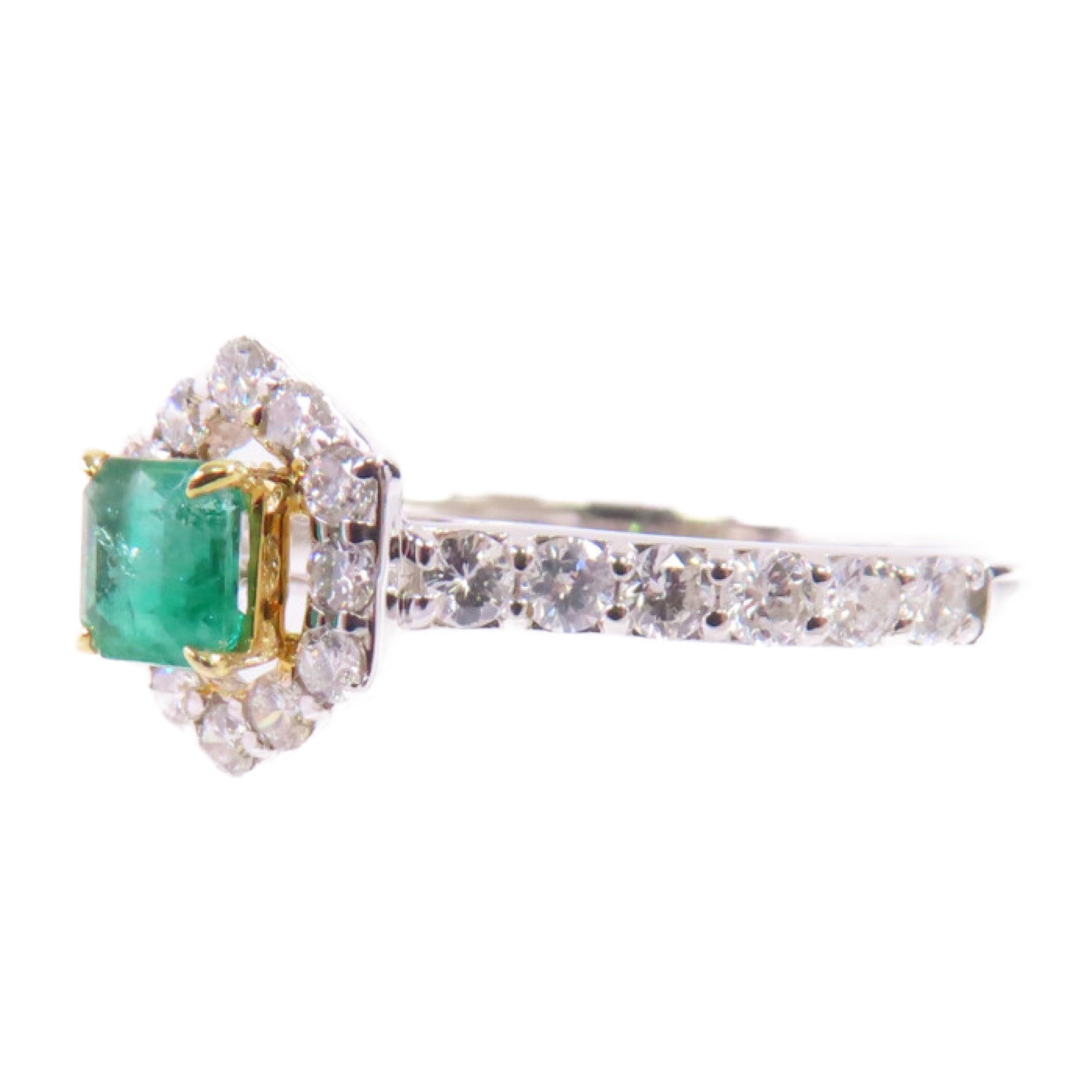 JEWELRY 【激減優惠】18K白金Emerald Ring 0.28ct綠寶石/0.48鑽石戒指US#6.75