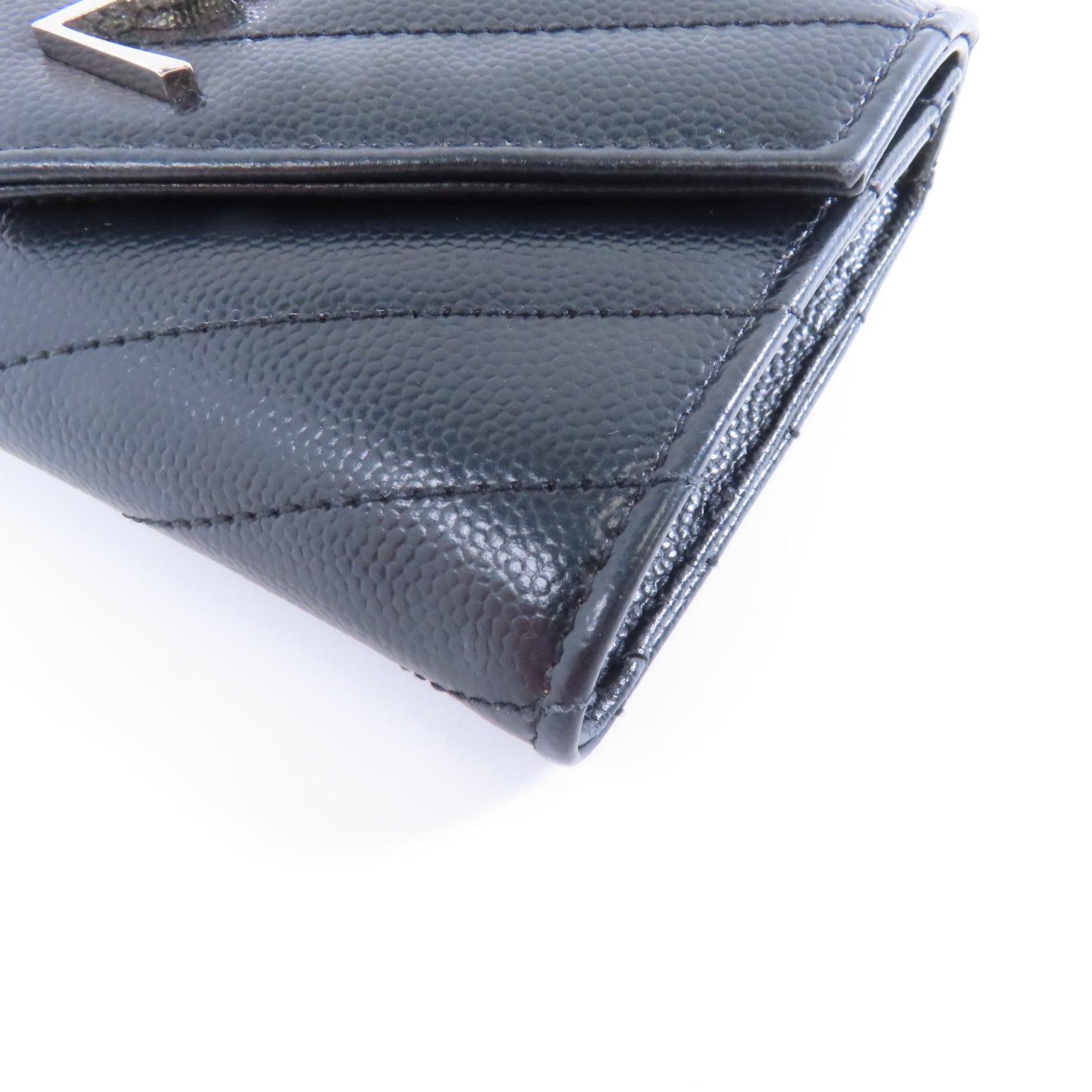 SAINT LAURENT 牛皮皮革Card Case銀扣卡片套黑色