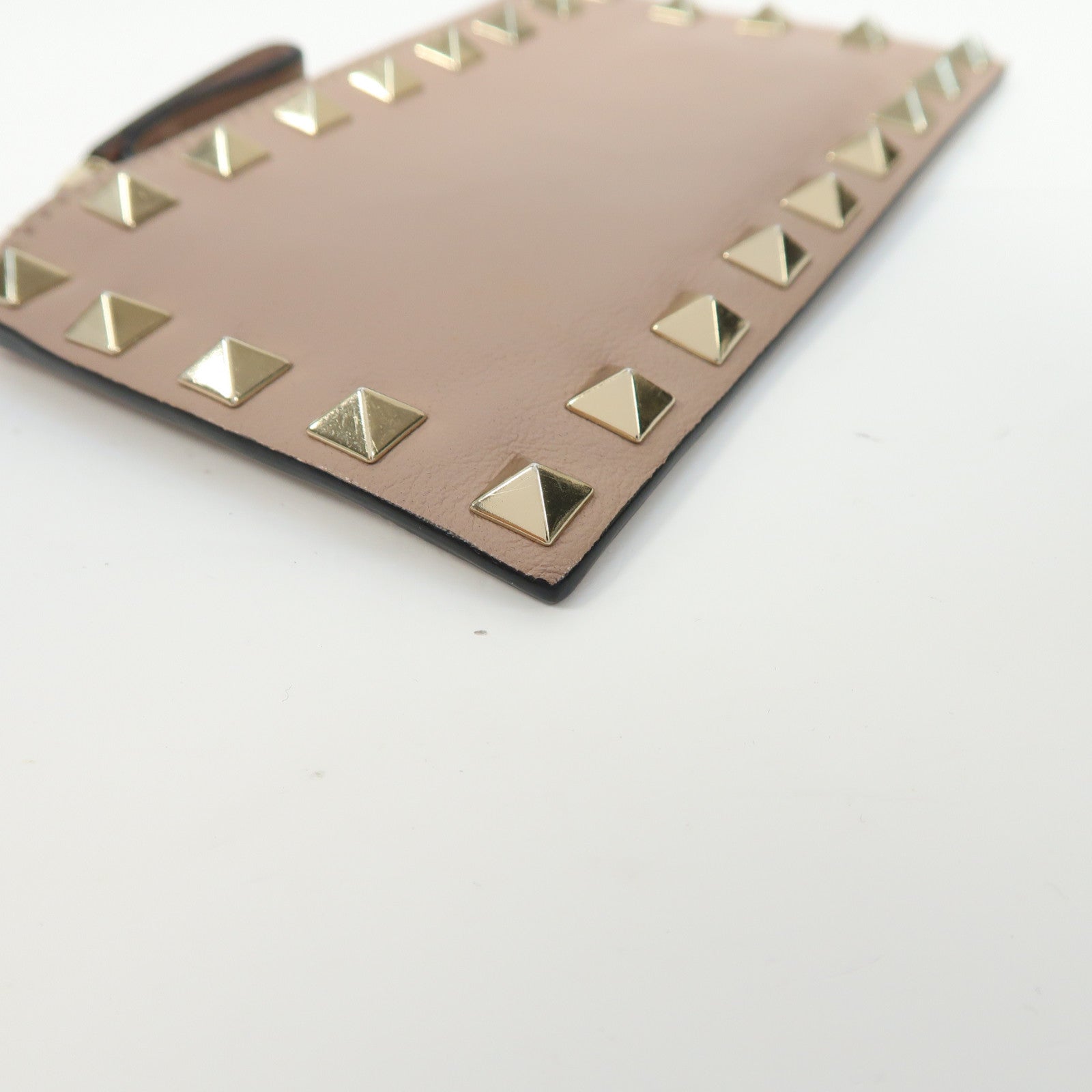 Valentino 【激減優惠】牛皮皮革Card/Coin Case金扣卡片套/零錢包淡粉紅色