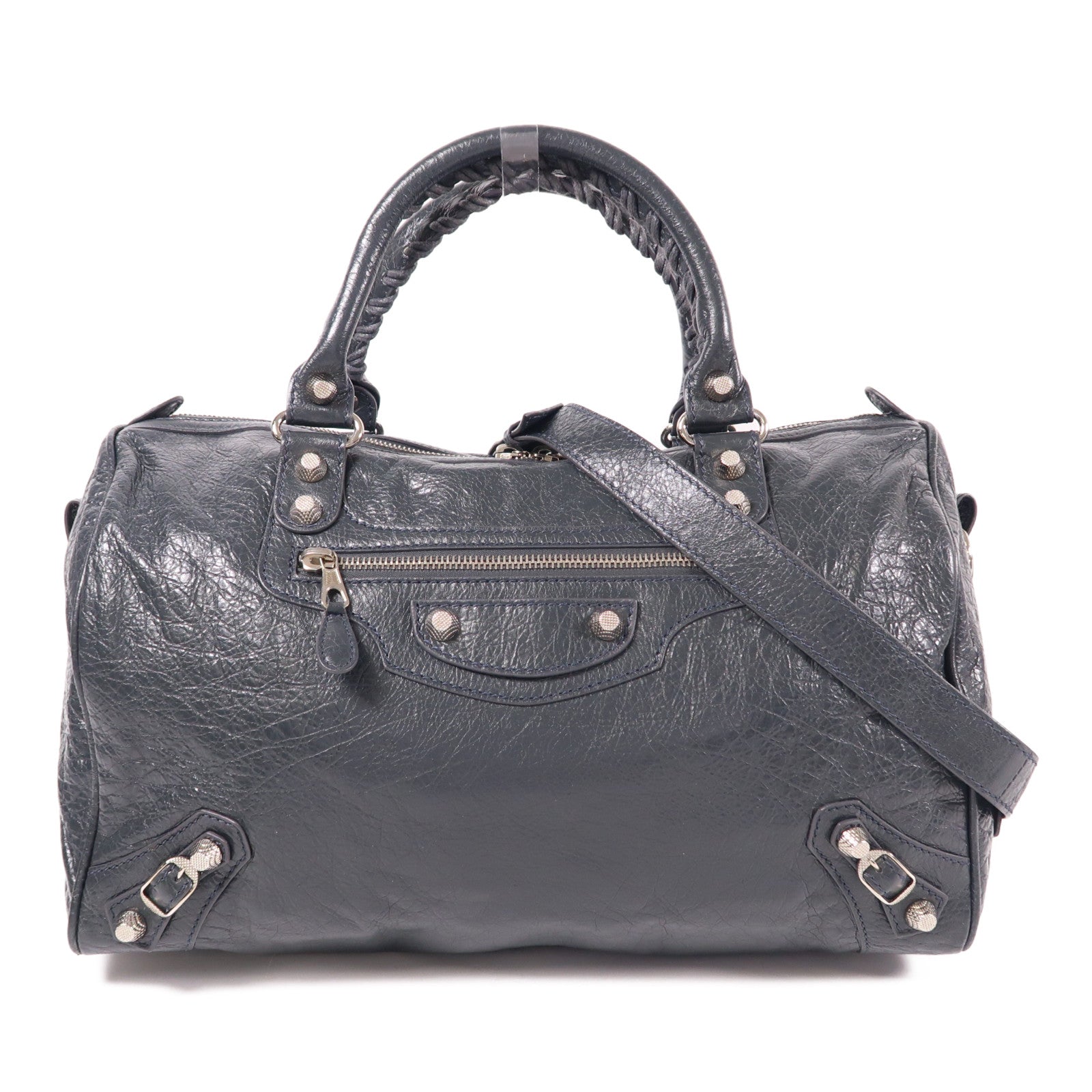 BALENCIAGA 牛皮皮革2 Way Shoulder銀扣手挽肩背兩用袋