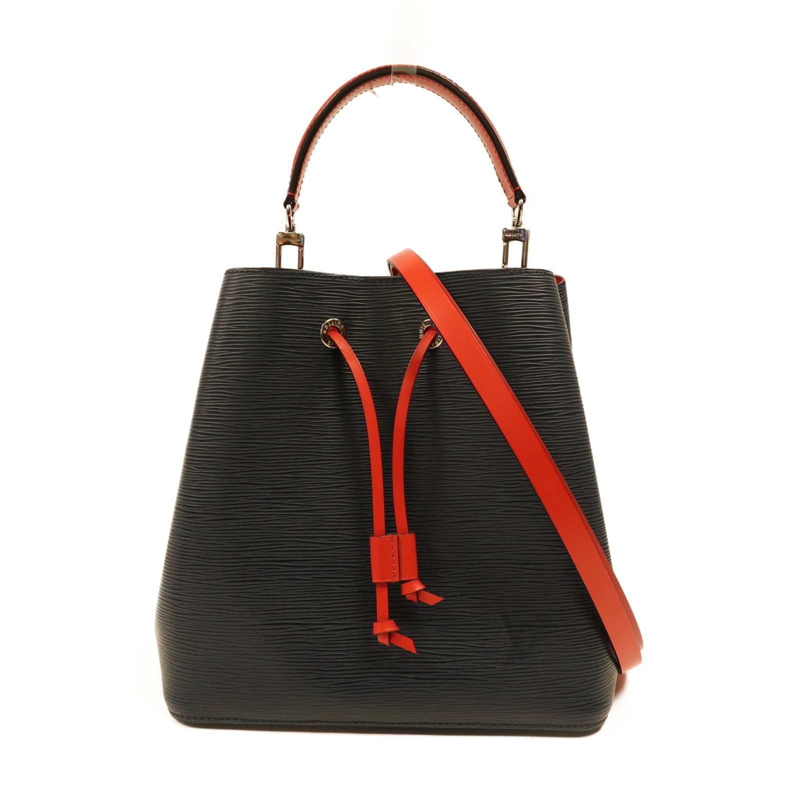 LOUIS VUITTON Epi Neo Noe MM銀扣手挽肩背兩用袋深藍色/紅色