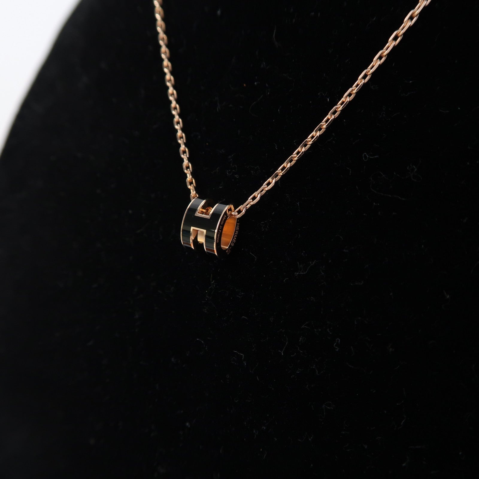 HERMES 金屬Mini Pop H Pendant金扣項鍊黑色/金色