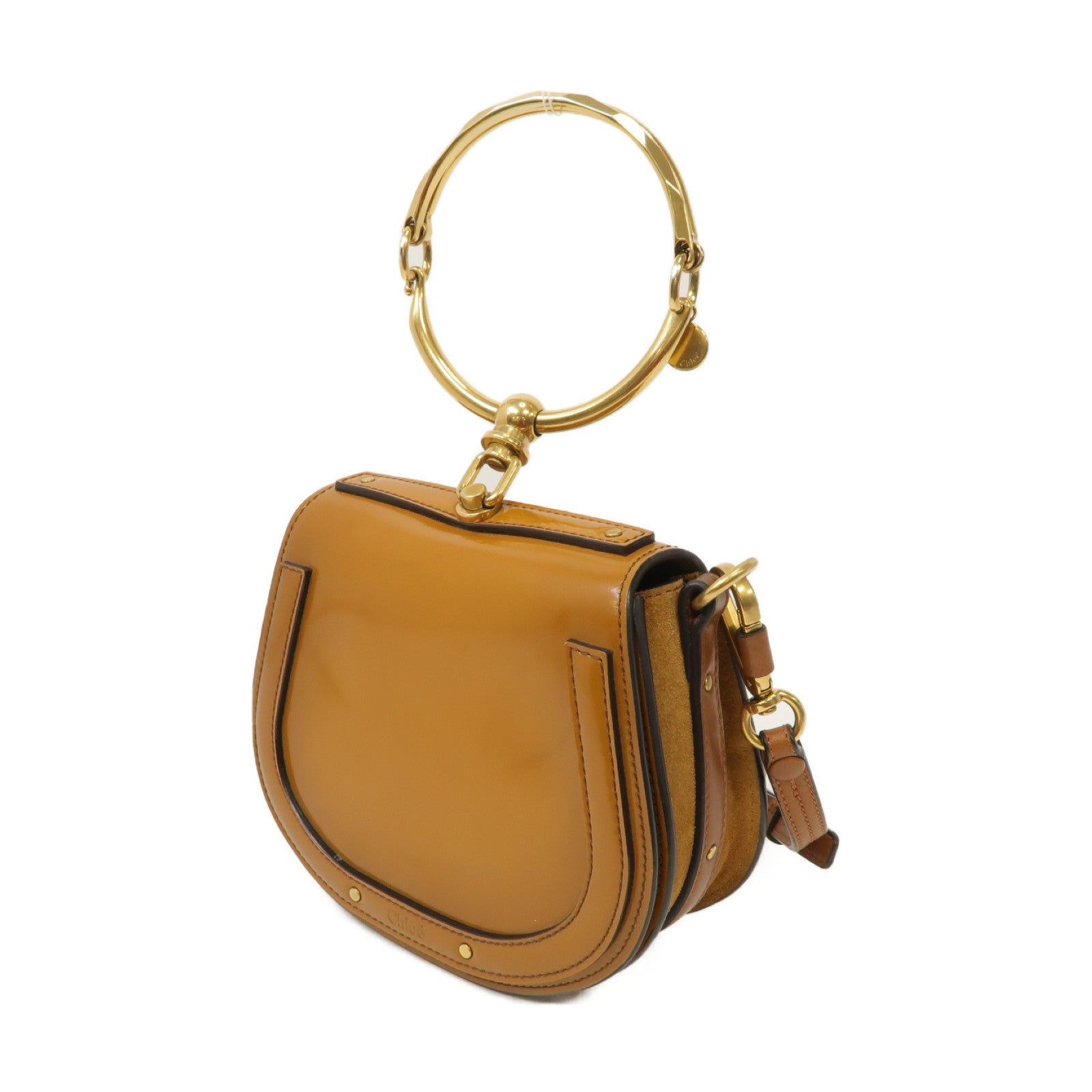 Chloe 【清倉大減價】牛皮皮革Bracelet Nile 2Way Shoulder Bag金扣手挽肩背兩用袋啡色