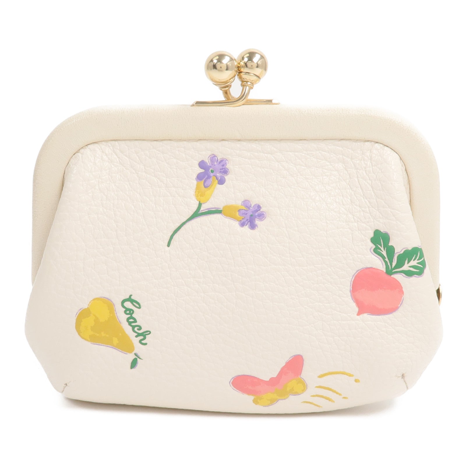 COACH Refined Pebble皮革Kisslock Coin Purse零錢包