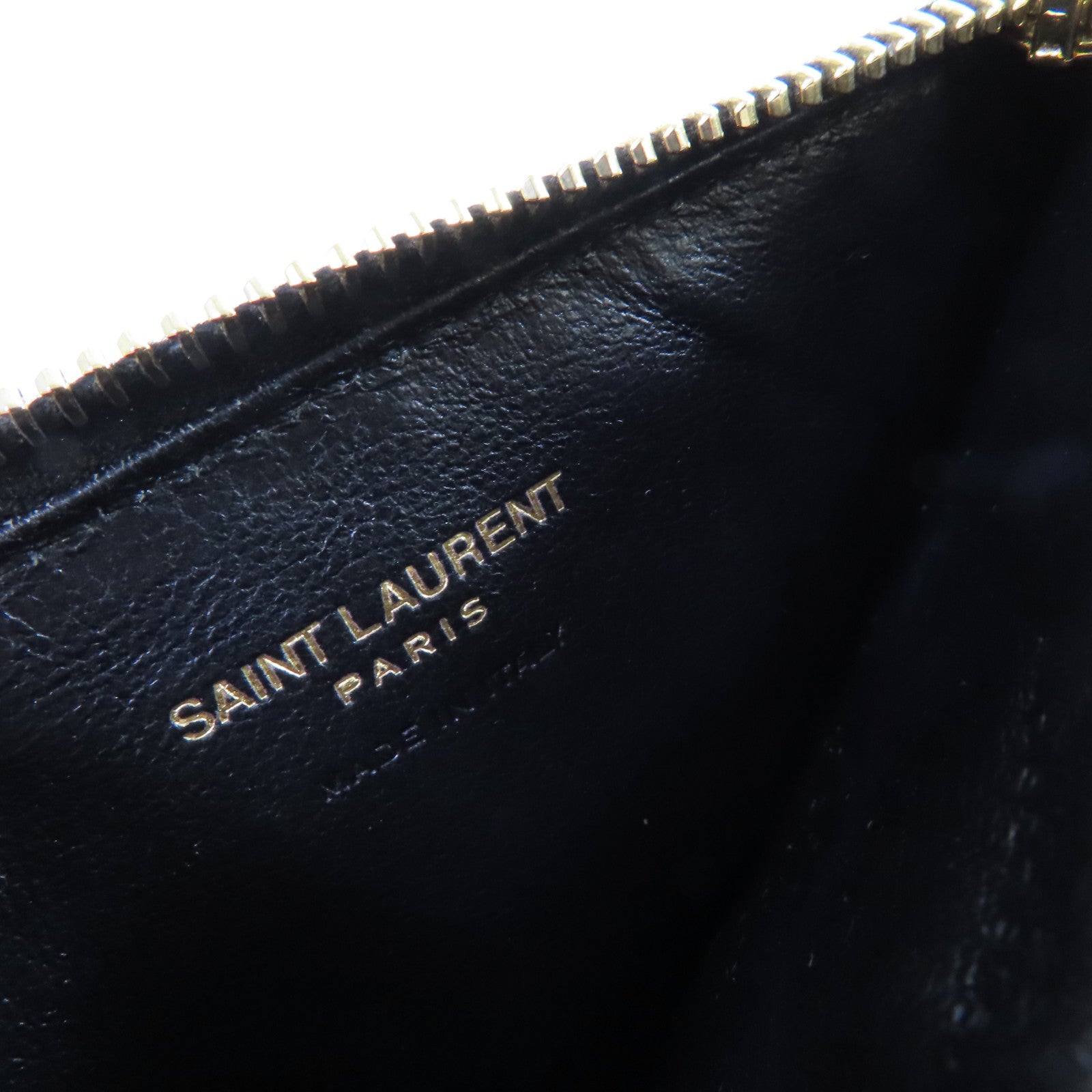 SAINT LAURENT 斜紋牛皮皮革Card Case金扣卡片套黑色