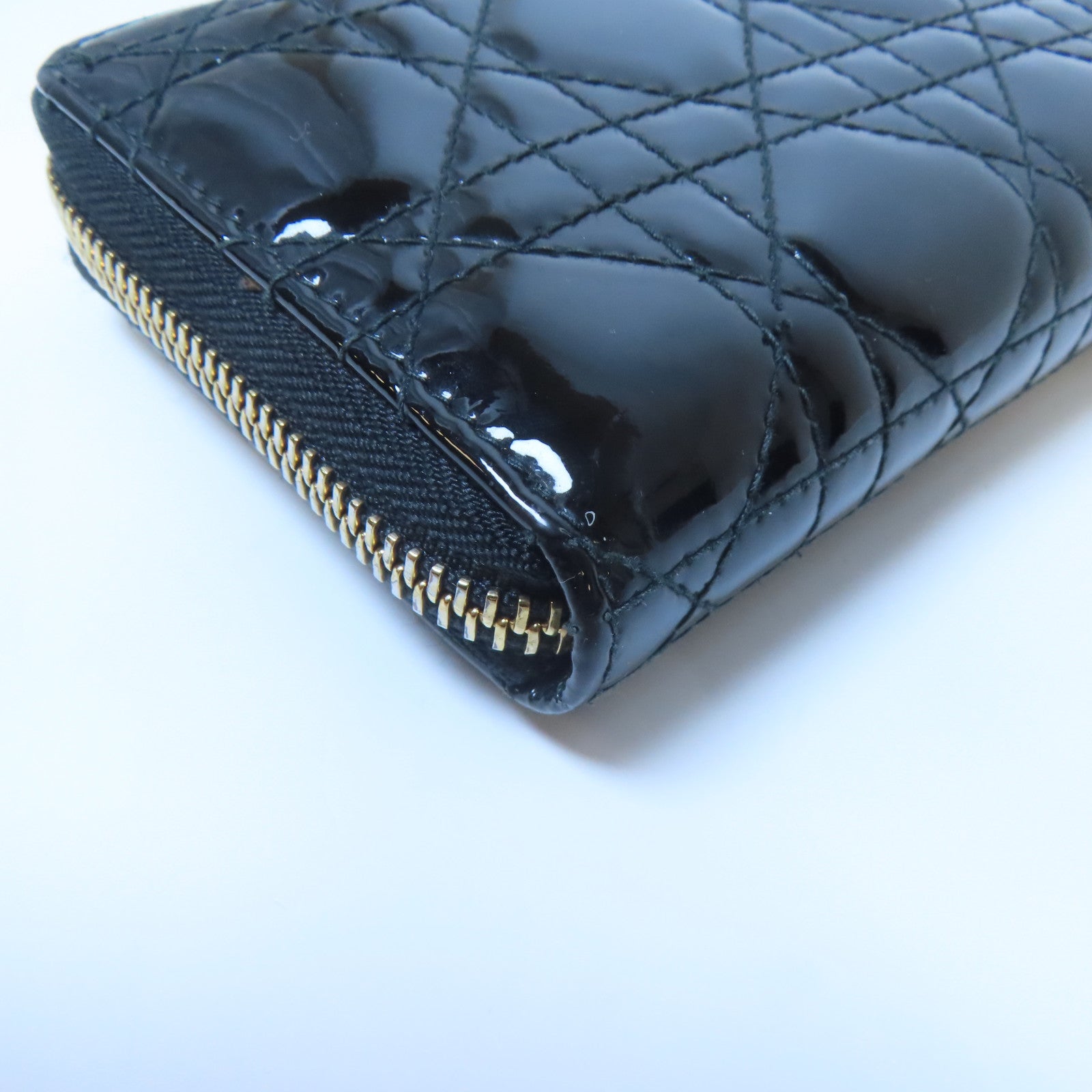 Dior 【激減優惠】漆皮皮革Zipper Long Wallet金扣拉鍊長錢包黑色