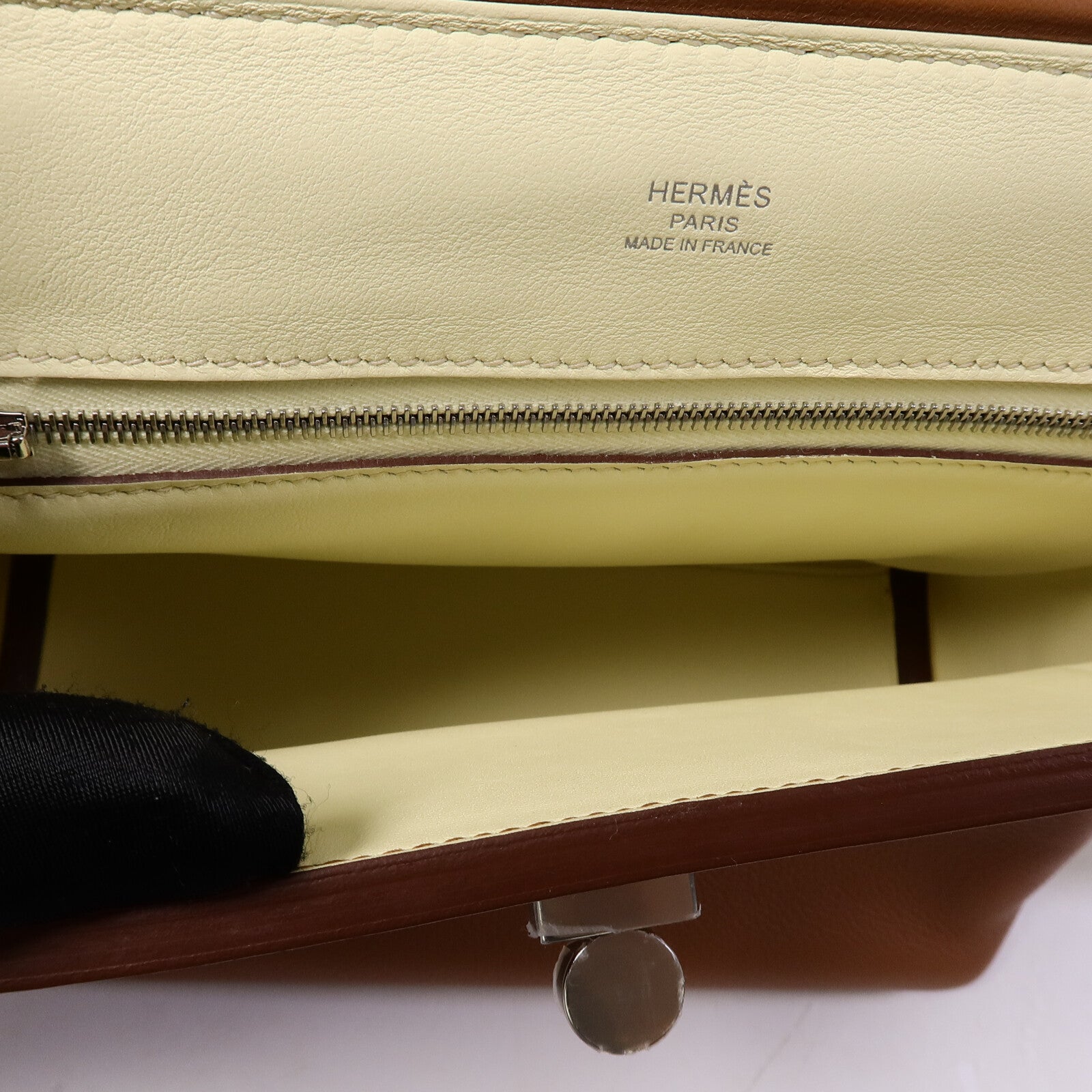 HERMES Evercolor/Swift皮革24/24 Mini手挽肩背兩用袋Gold/Jaune Milton