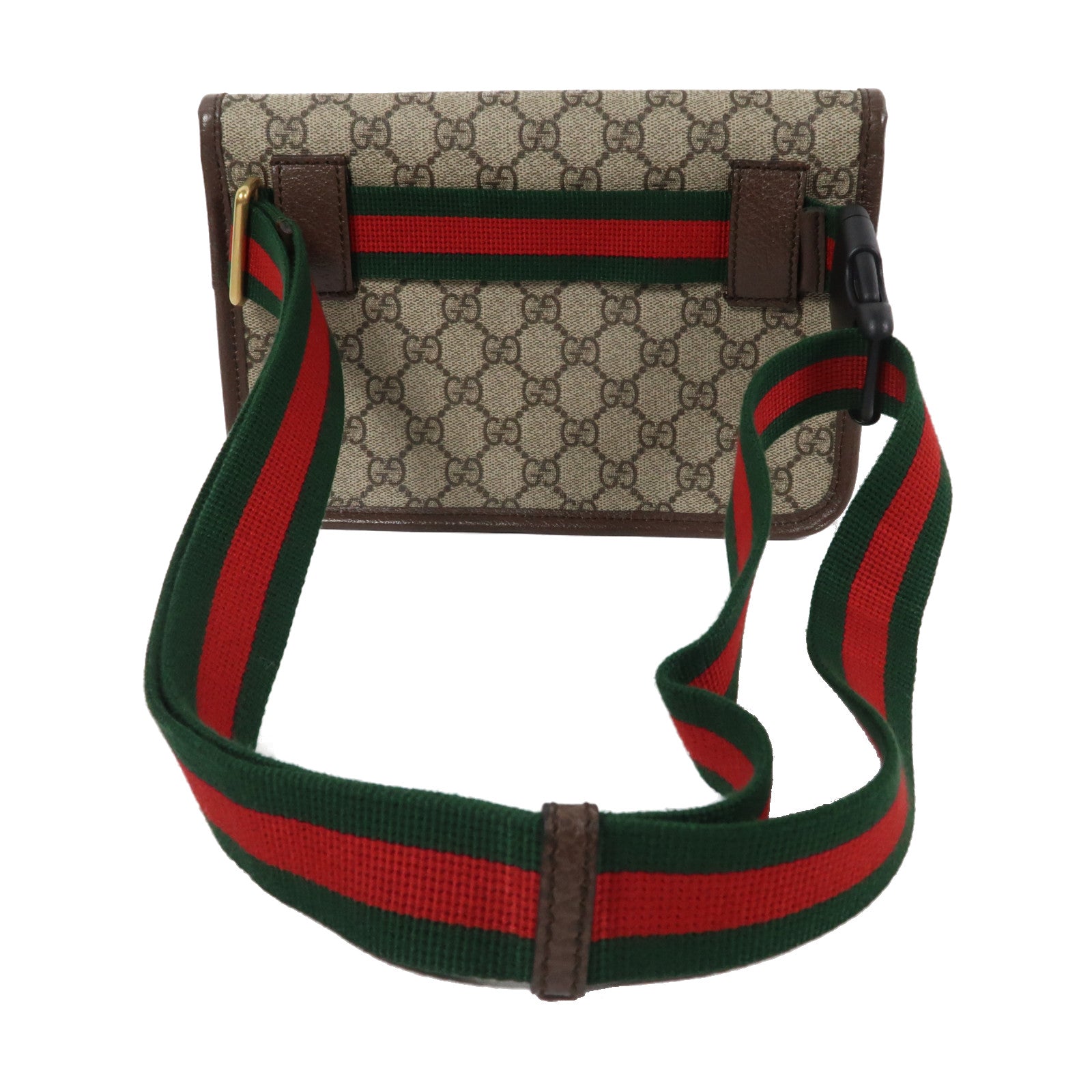 GUCCI 塗層帆布GG Supreme金扣腰包啡色