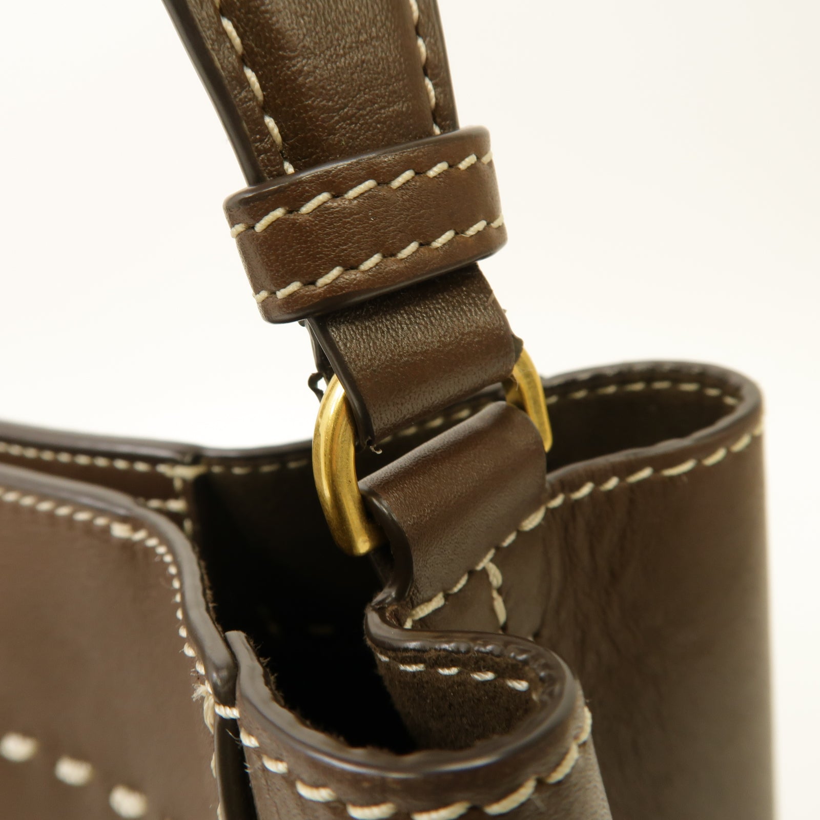 Tory Burch 牛皮皮革Shoulder Bag金扣手挽肩背兩用袋啡色