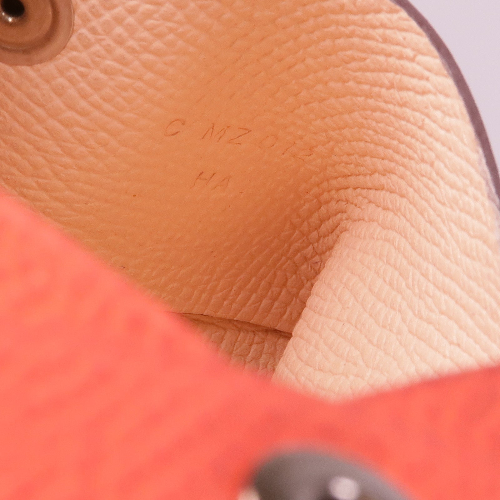 HERMES Epsom皮革Calvi銀扣卡片套Rose Jaipur/