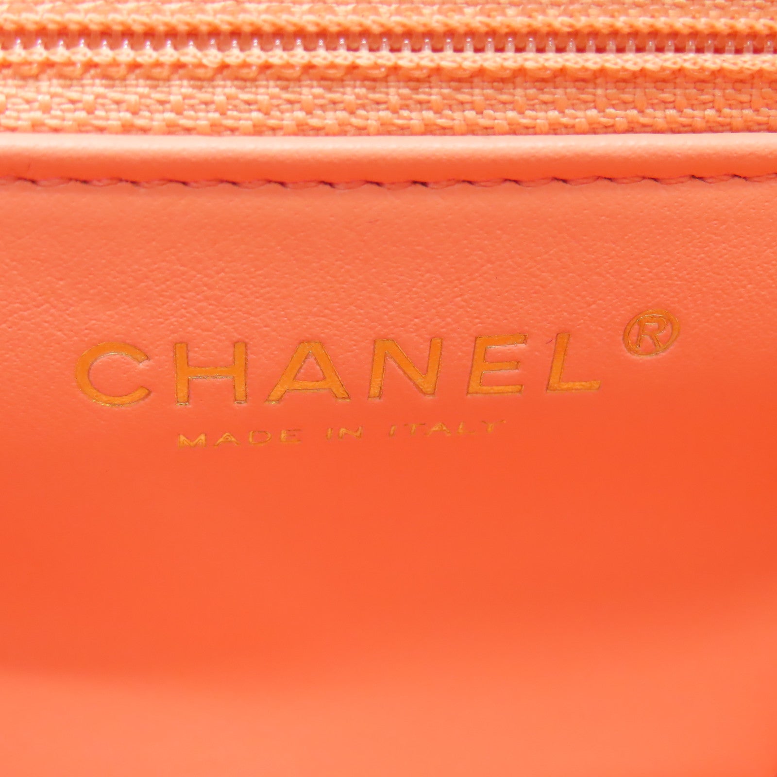 CHANEL 【激減優惠】菱格羊皮皮革Chain Shoulder金扣鏈帶肩背袋橙色