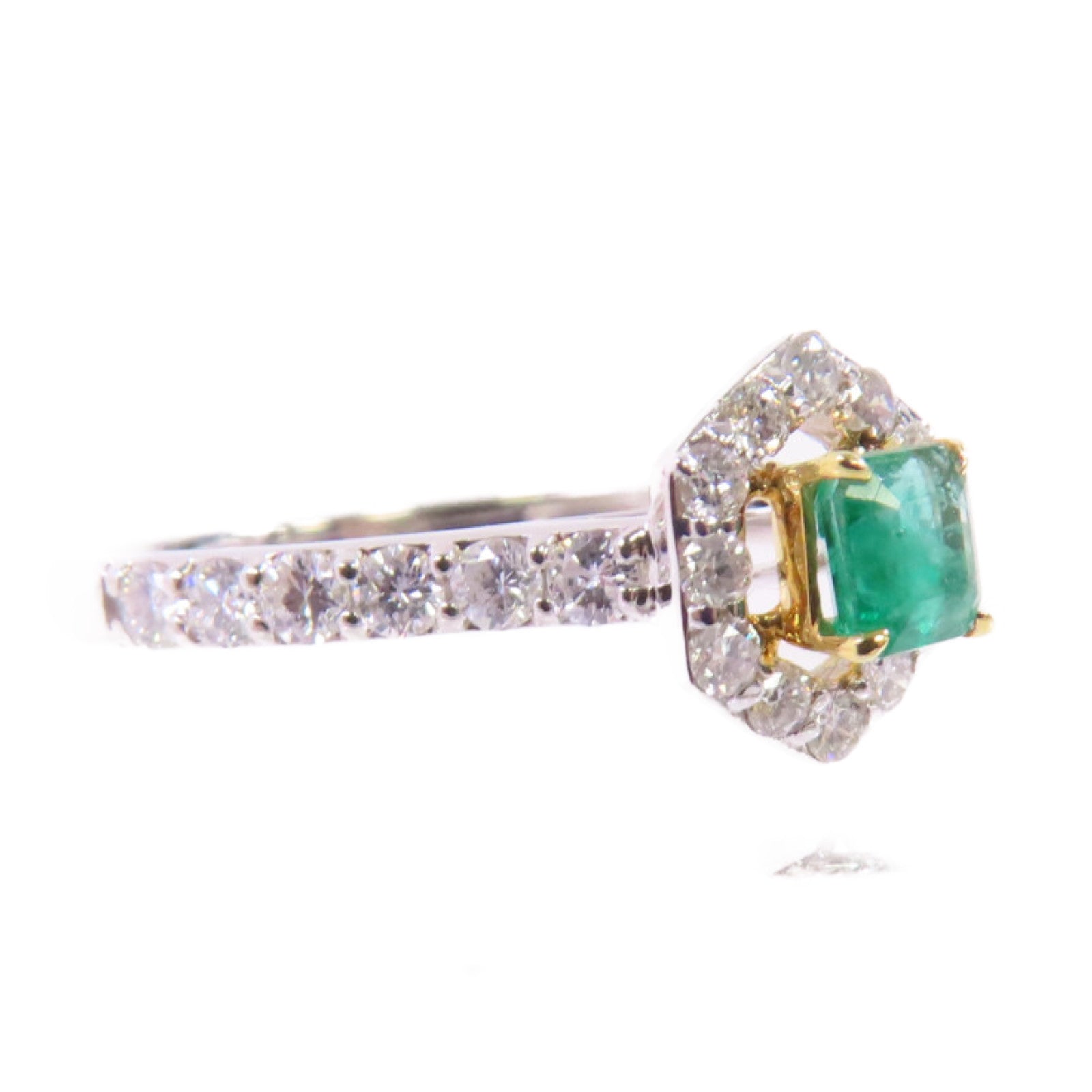 JEWELRY 【激減優惠】18K白金Emerald Ring 0.28ct綠寶石/0.48鑽石戒指US#6.75