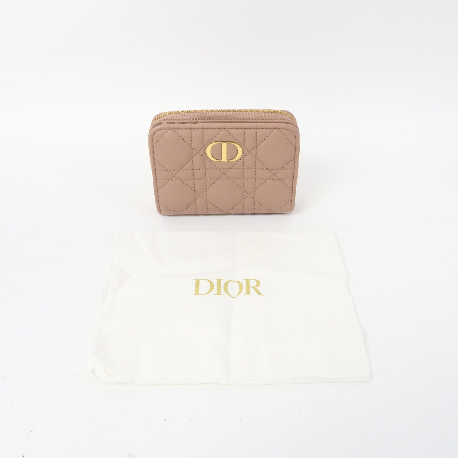 Dior 牛皮皮革Wallet金扣粉紅色