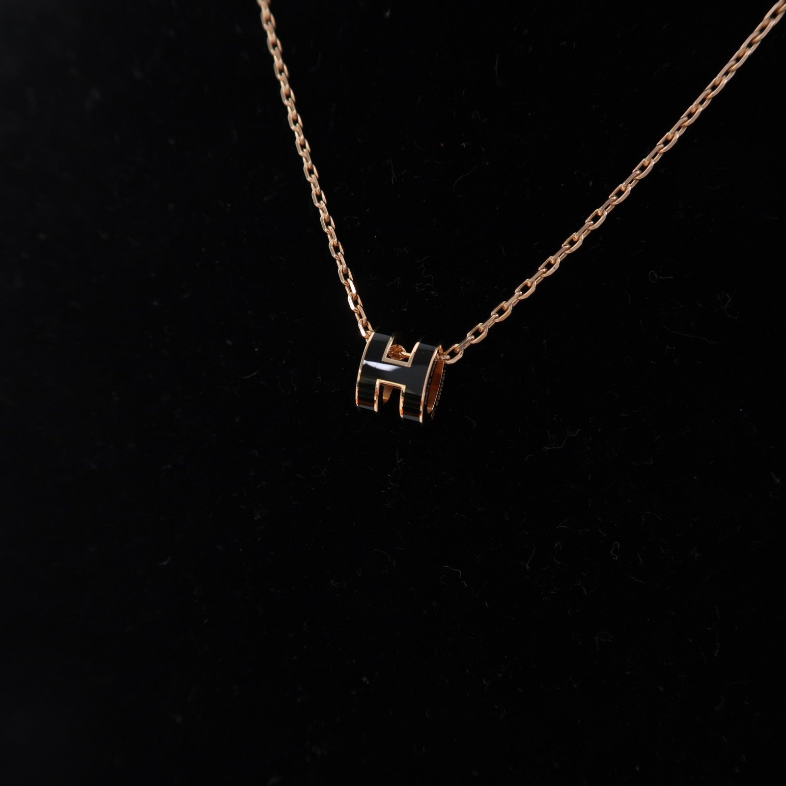 HERMES 金屬Mini Pop H Pendant金扣項鍊黑色/金色