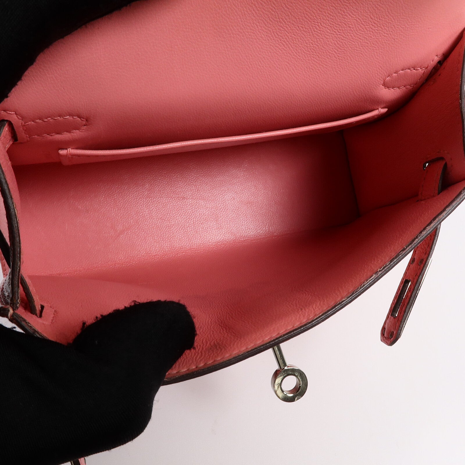 HERMES Chevre皮革Mini Kelly II手挽肩背兩用袋Rose Azalee