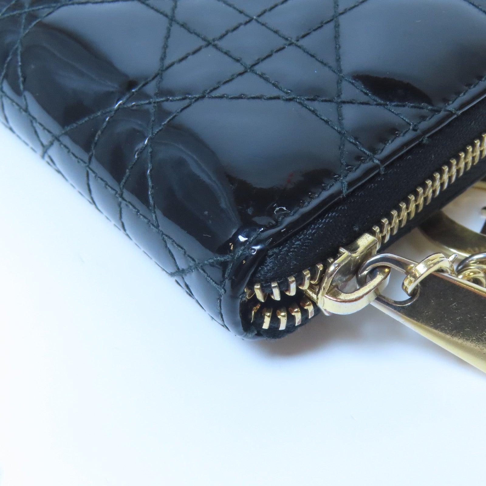 Dior 【激減優惠】漆皮皮革Zipper Long Wallet金扣拉鍊長錢包黑色