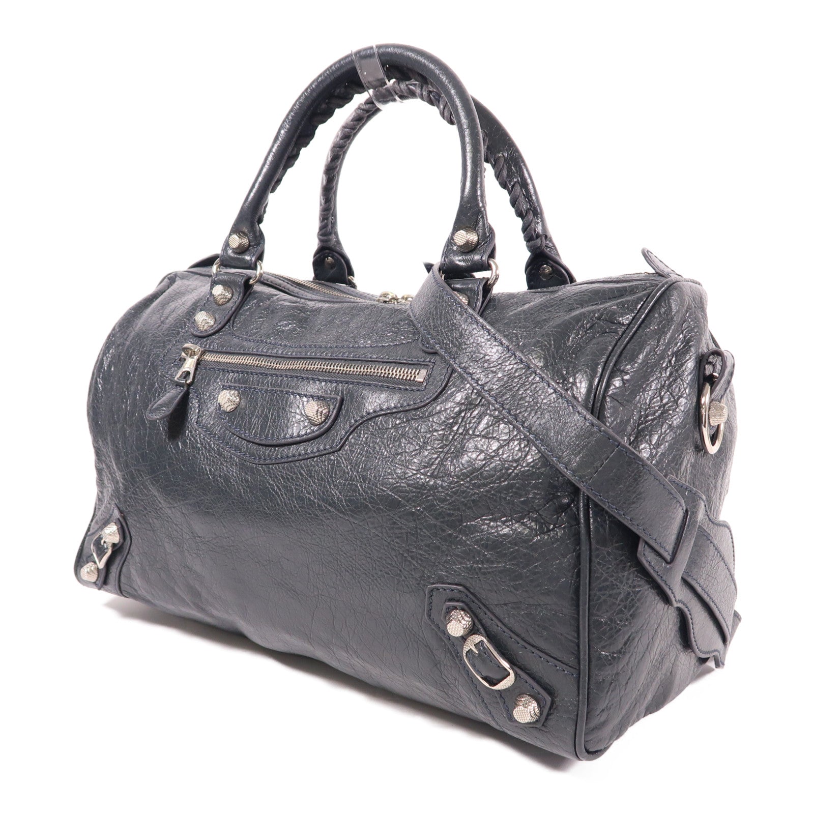 BALENCIAGA 牛皮皮革2 Way Shoulder銀扣手挽肩背兩用袋