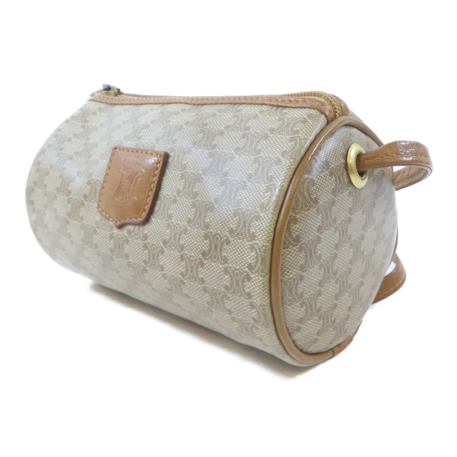 CELINE (PRICE DOWN) GHW Shoulder Crossbody Bag PVC Coated Canvas Brown