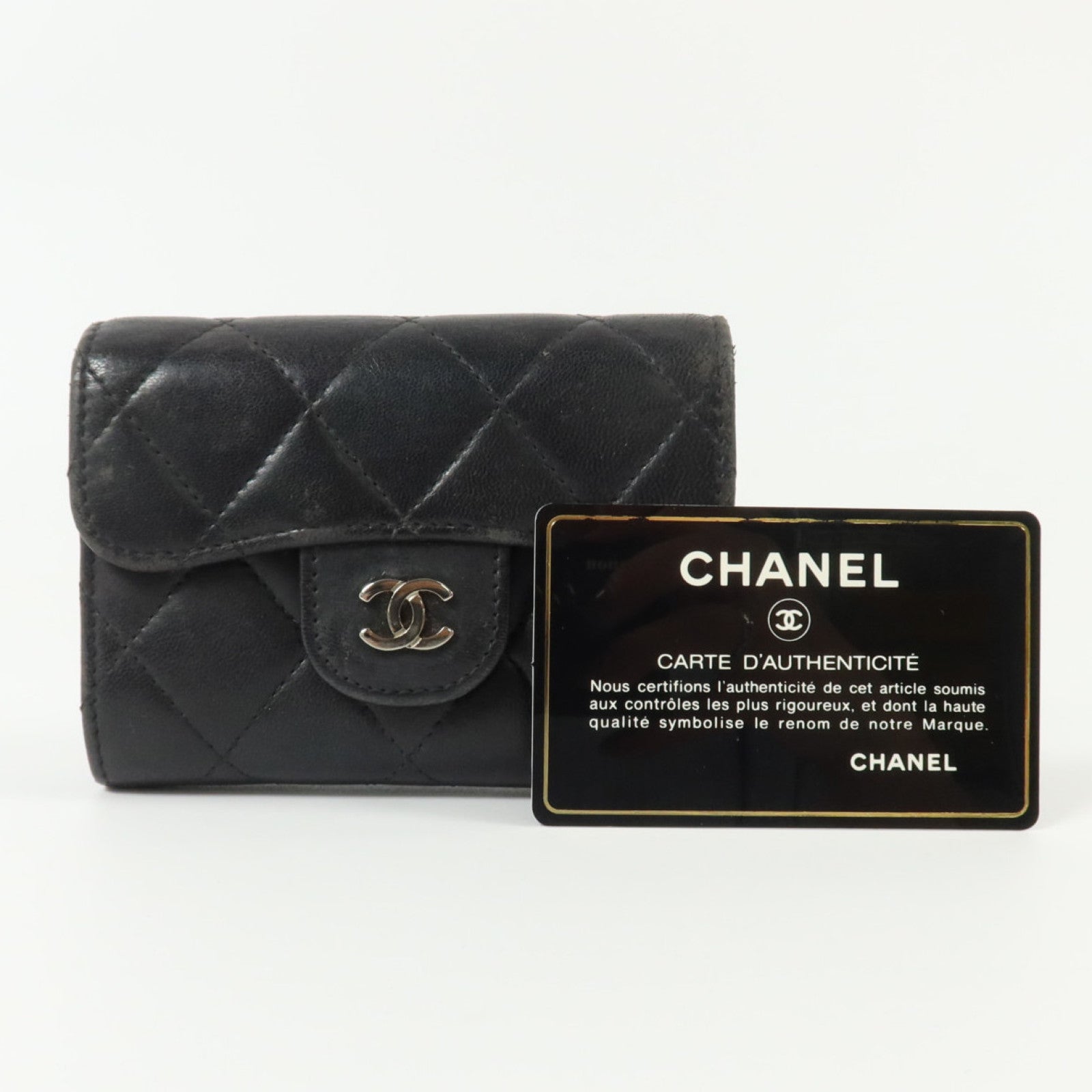 CHANEL 羊皮皮革Card Case銀扣卡片套