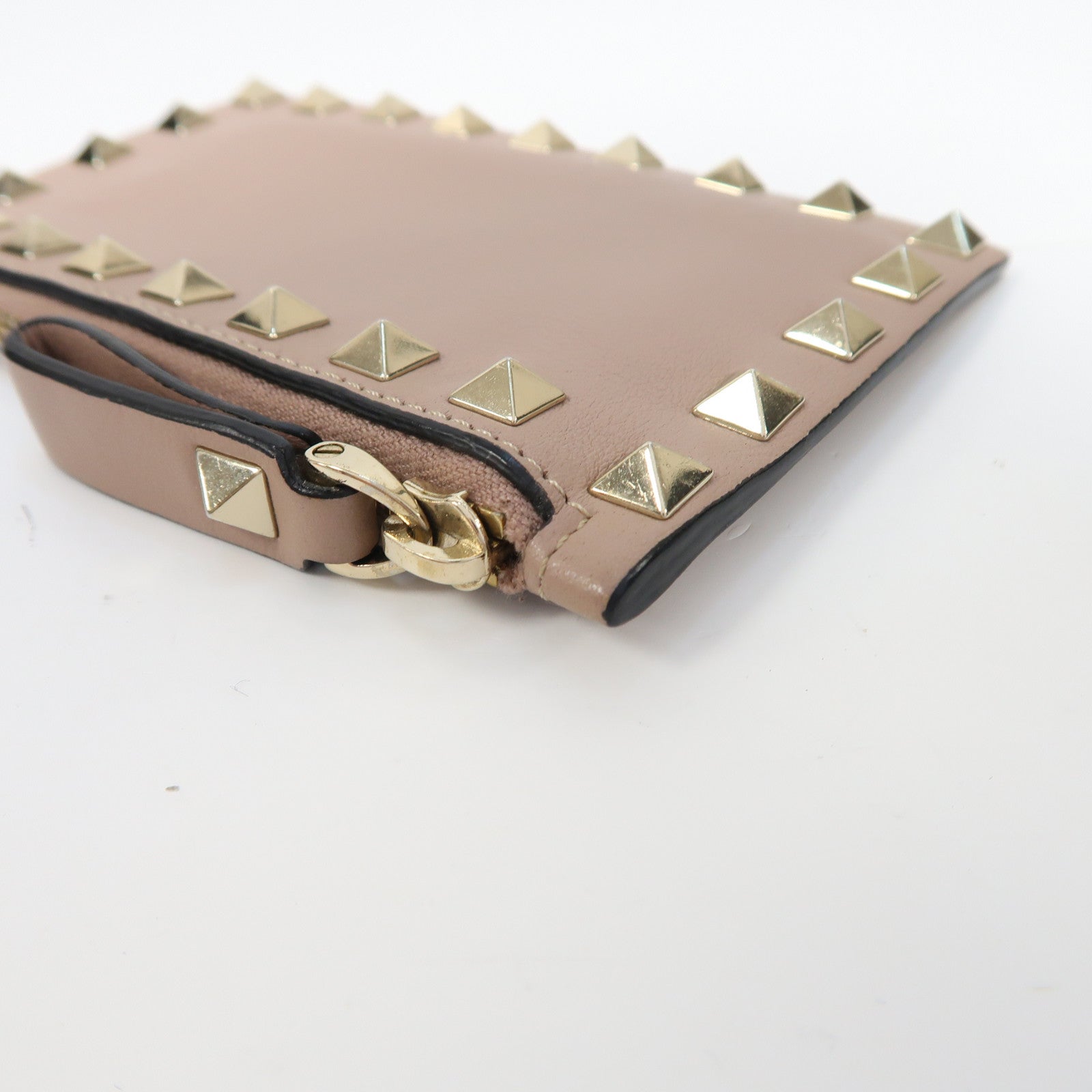 Valentino 【激減優惠】牛皮皮革Card/Coin Case金扣卡片套/零錢包淡粉紅色