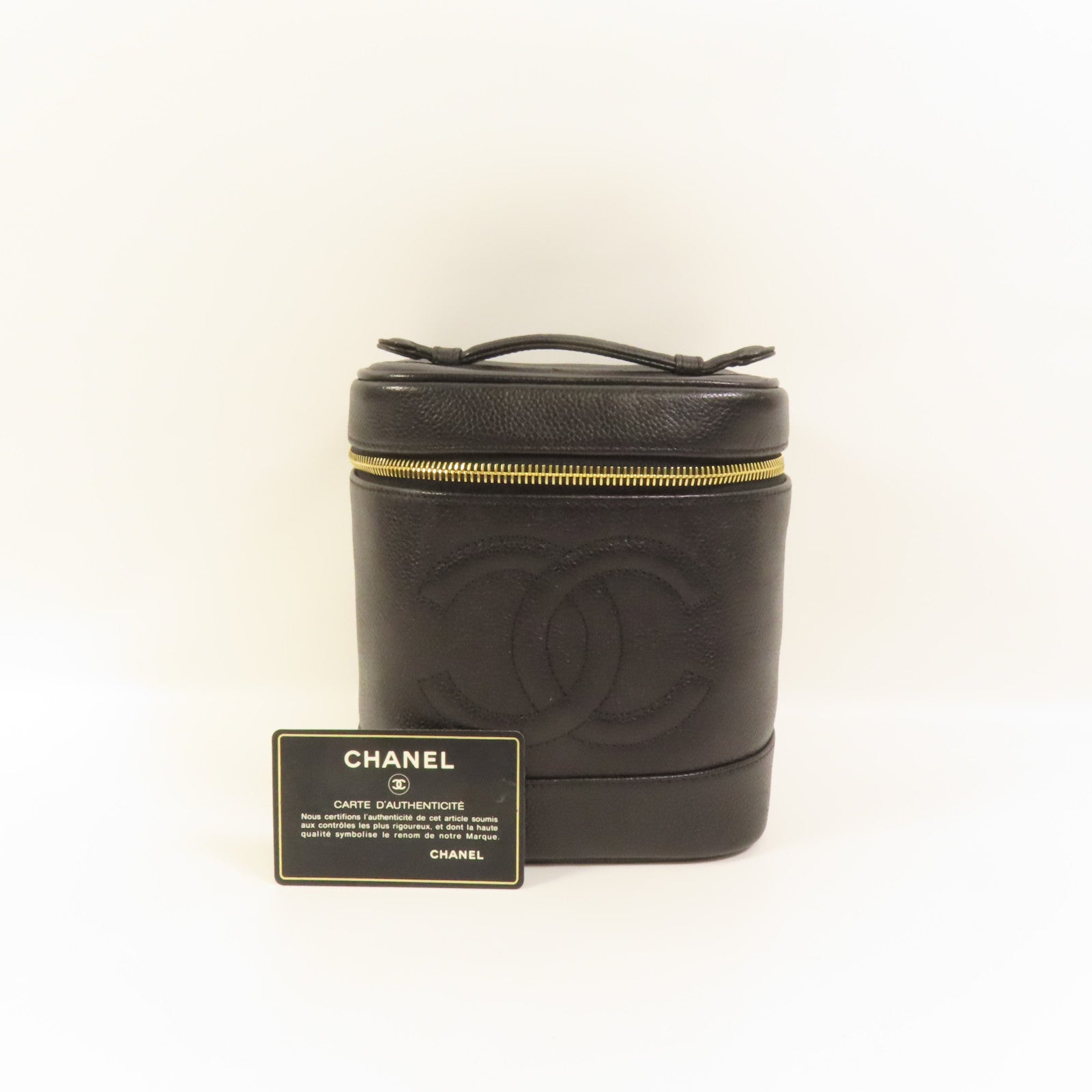 CHANEL 牛皮皮革Vintage Vanity Case金扣手挽袋