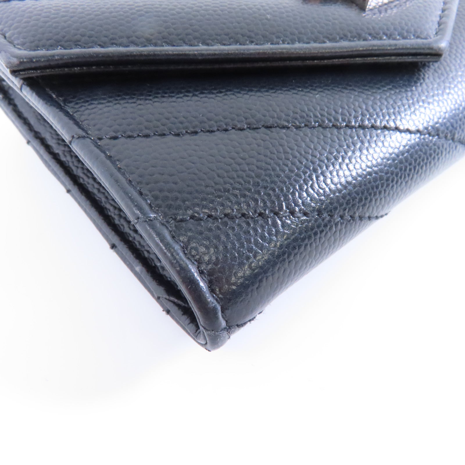 SAINT LAURENT 牛皮皮革Card Case銀扣卡片套黑色