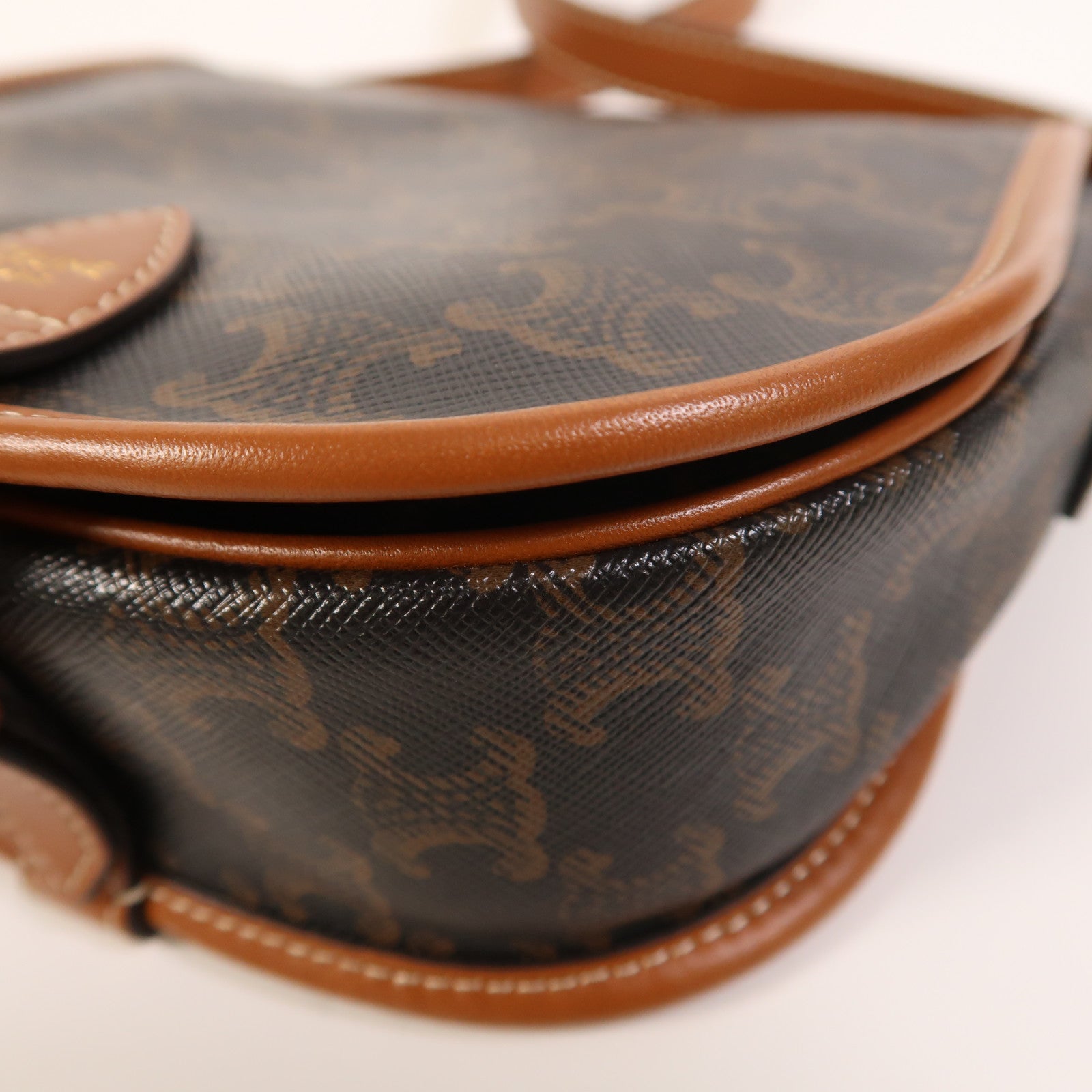 CELINE 塗層帆布Folco金扣肩背袋