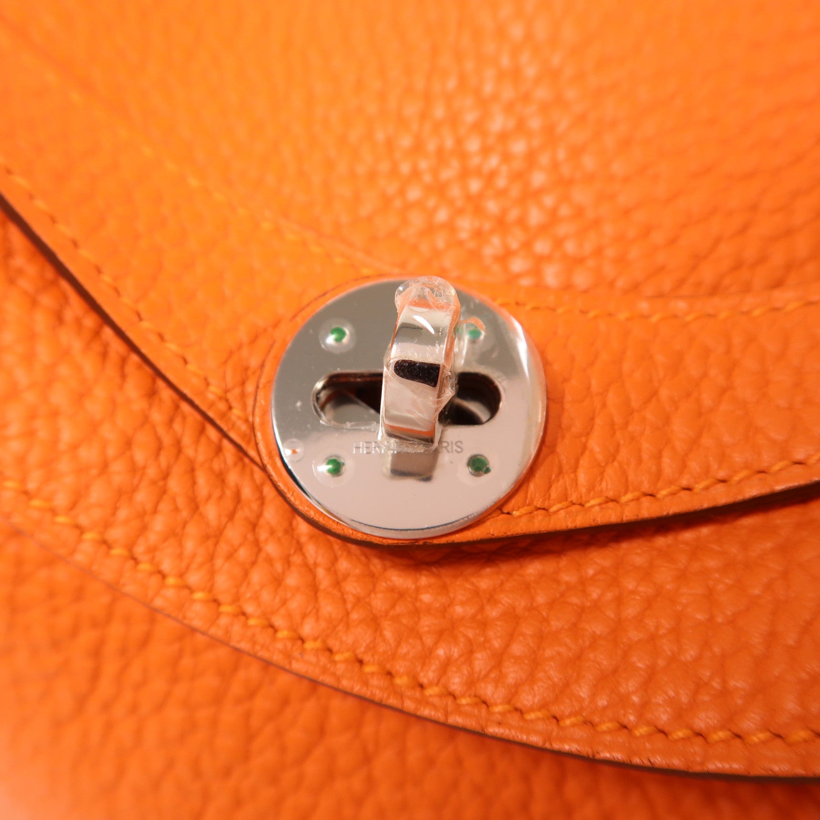 HERMES Clemence皮革Lindy 30銀扣手挽肩背兩用袋Orange