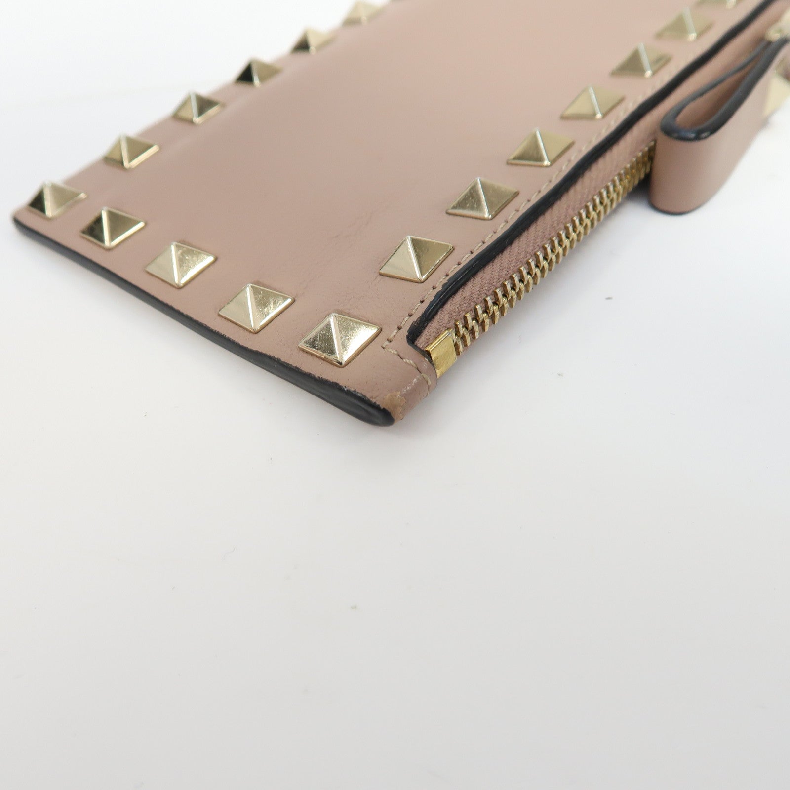 Valentino 【激減優惠】牛皮皮革Card/Coin Case金扣卡片套/零錢包淡粉紅色