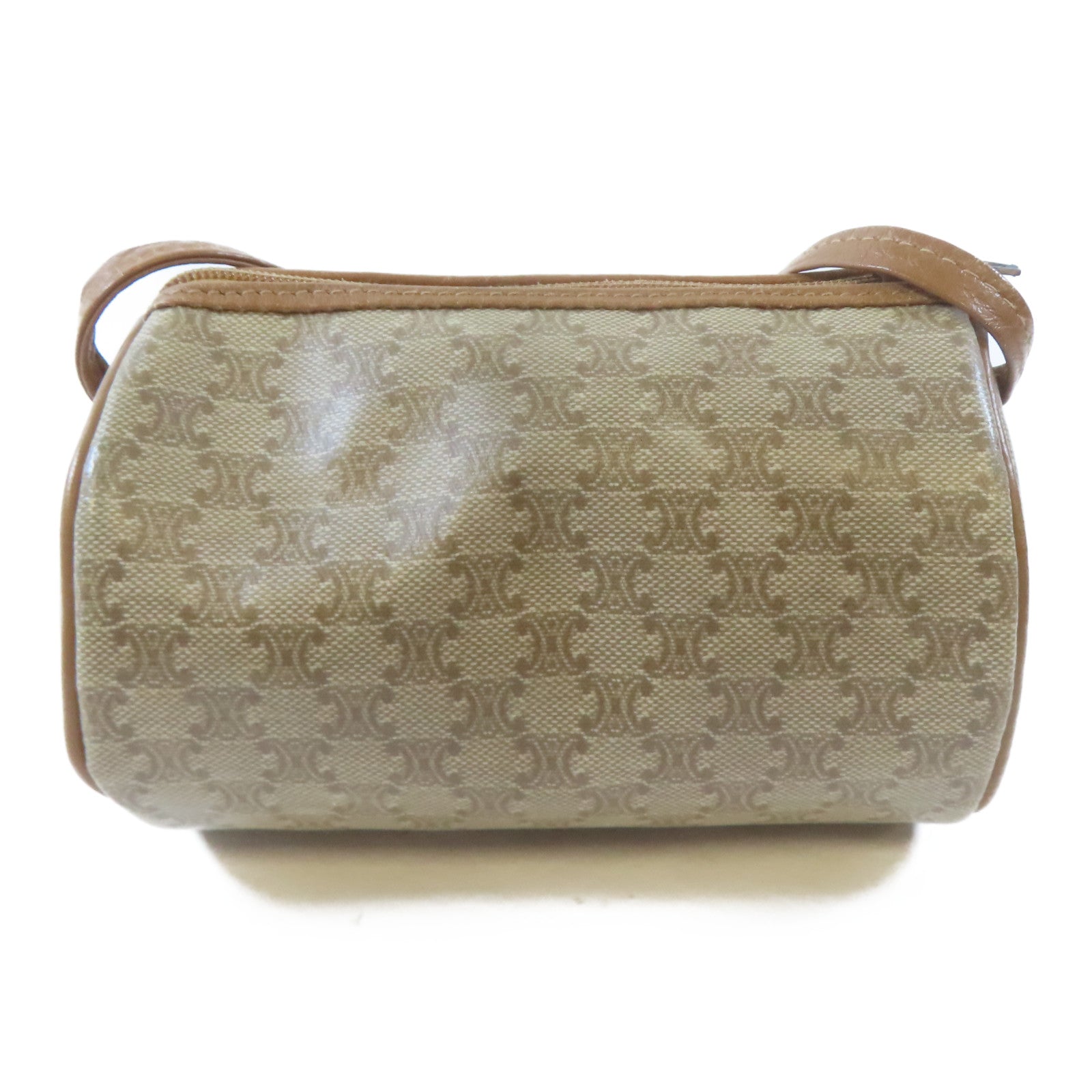 CELINE (PRICE DOWN) GHW Shoulder Crossbody Bag PVC Coated Canvas Brown