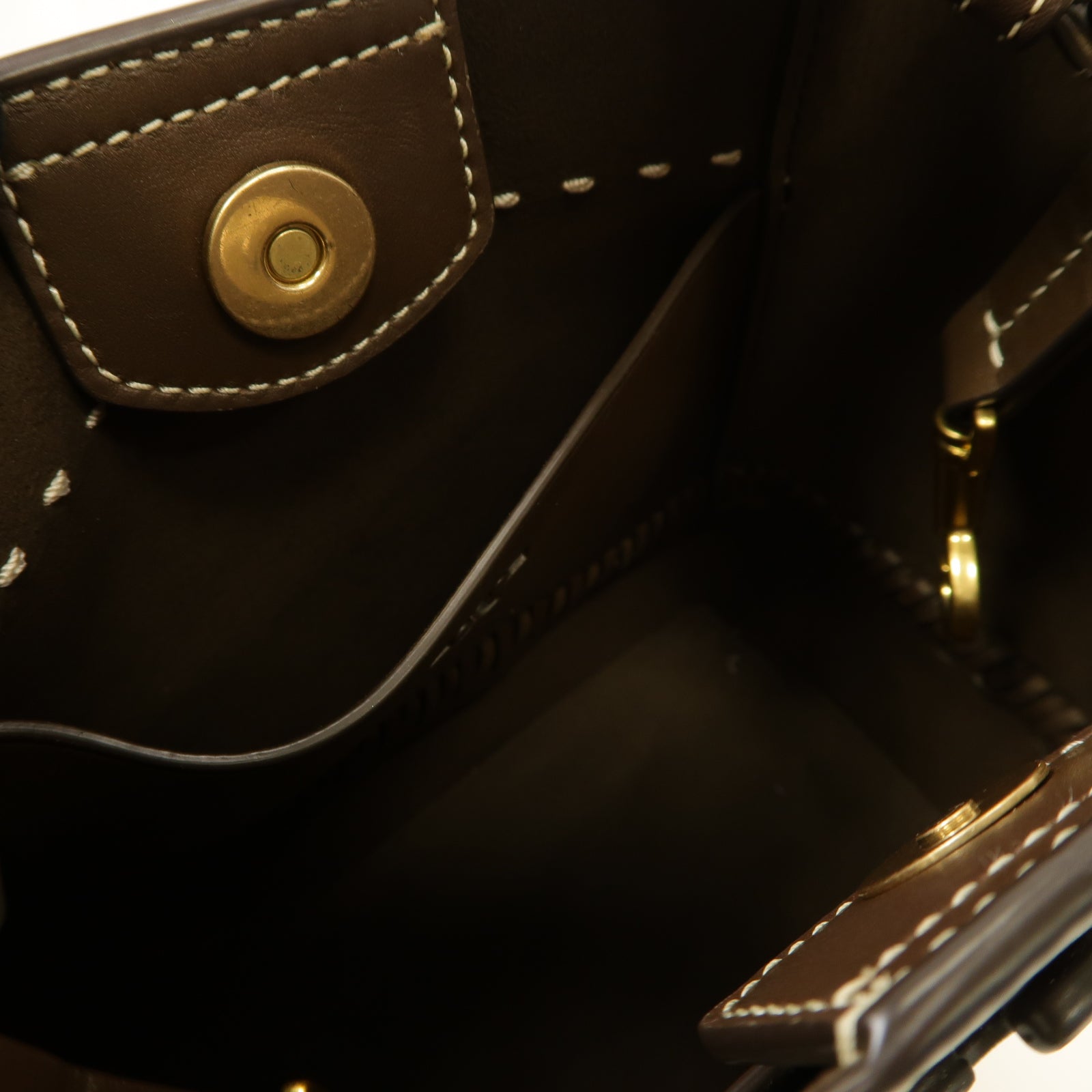 Tory Burch 牛皮皮革Shoulder Bag金扣手挽肩背兩用袋啡色