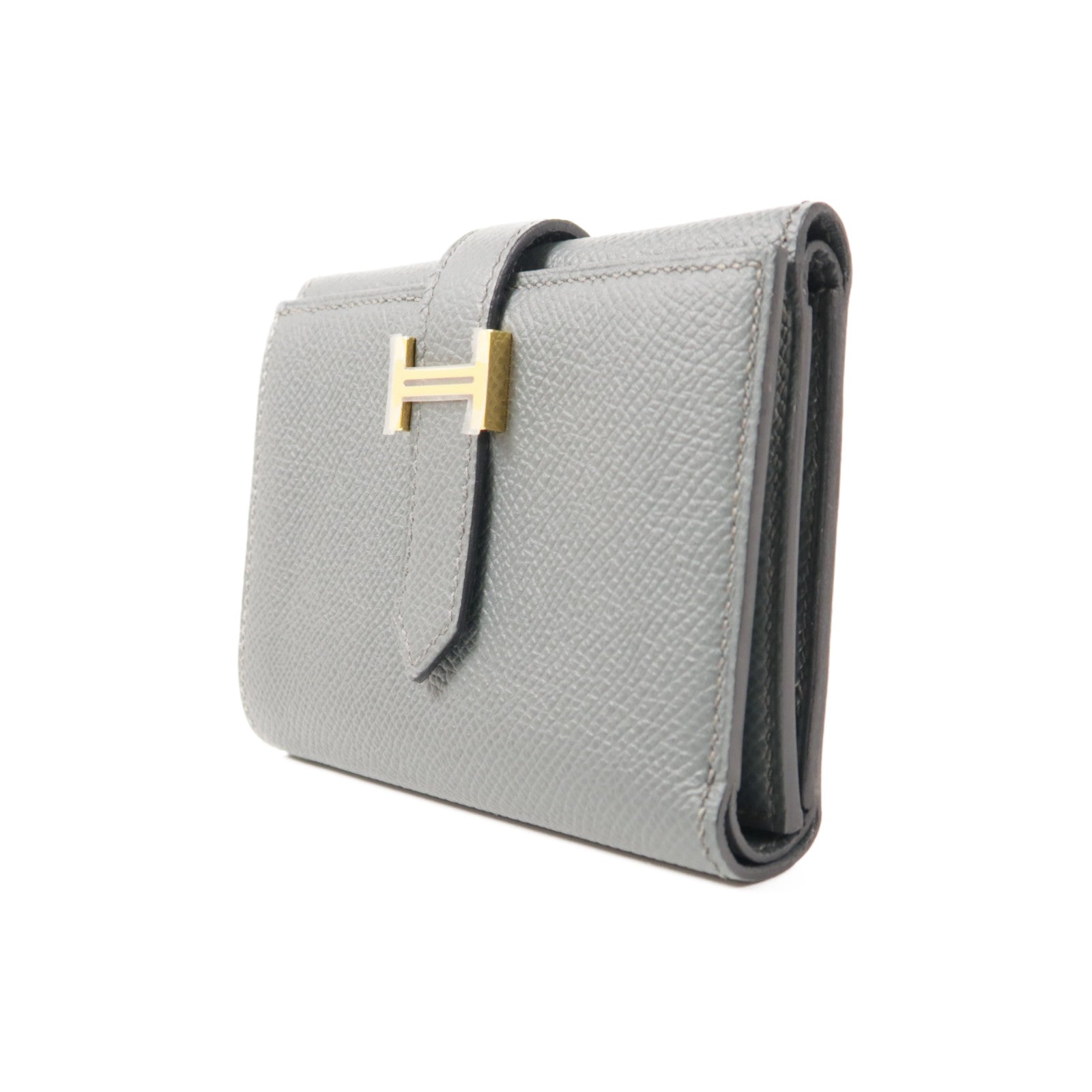 HERMES Epsom皮革Bearn Compact金扣錢包