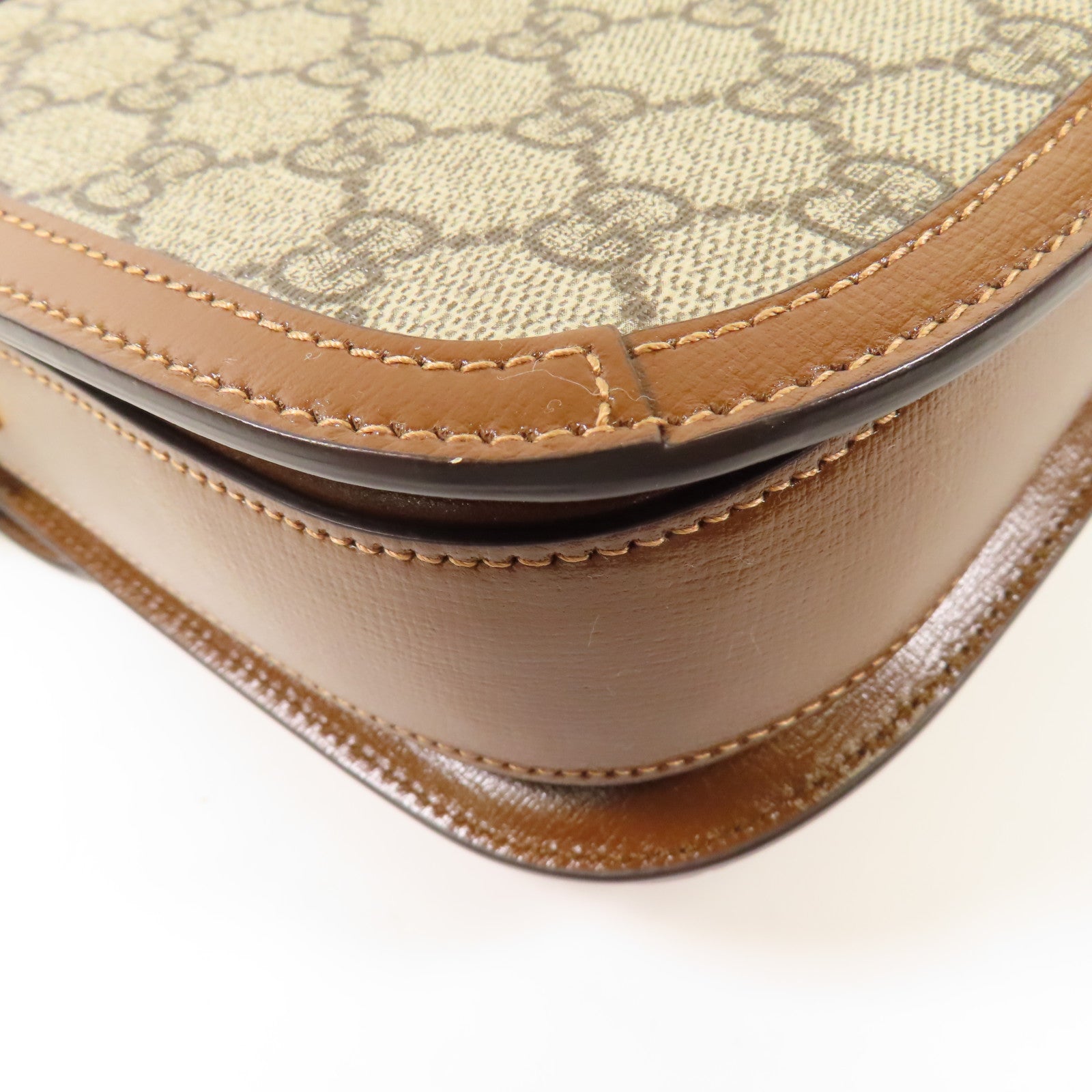 GUCCI GG GHW Shoulder Bag PVC Coated Canvas Calfskin Leather 602204 Brown